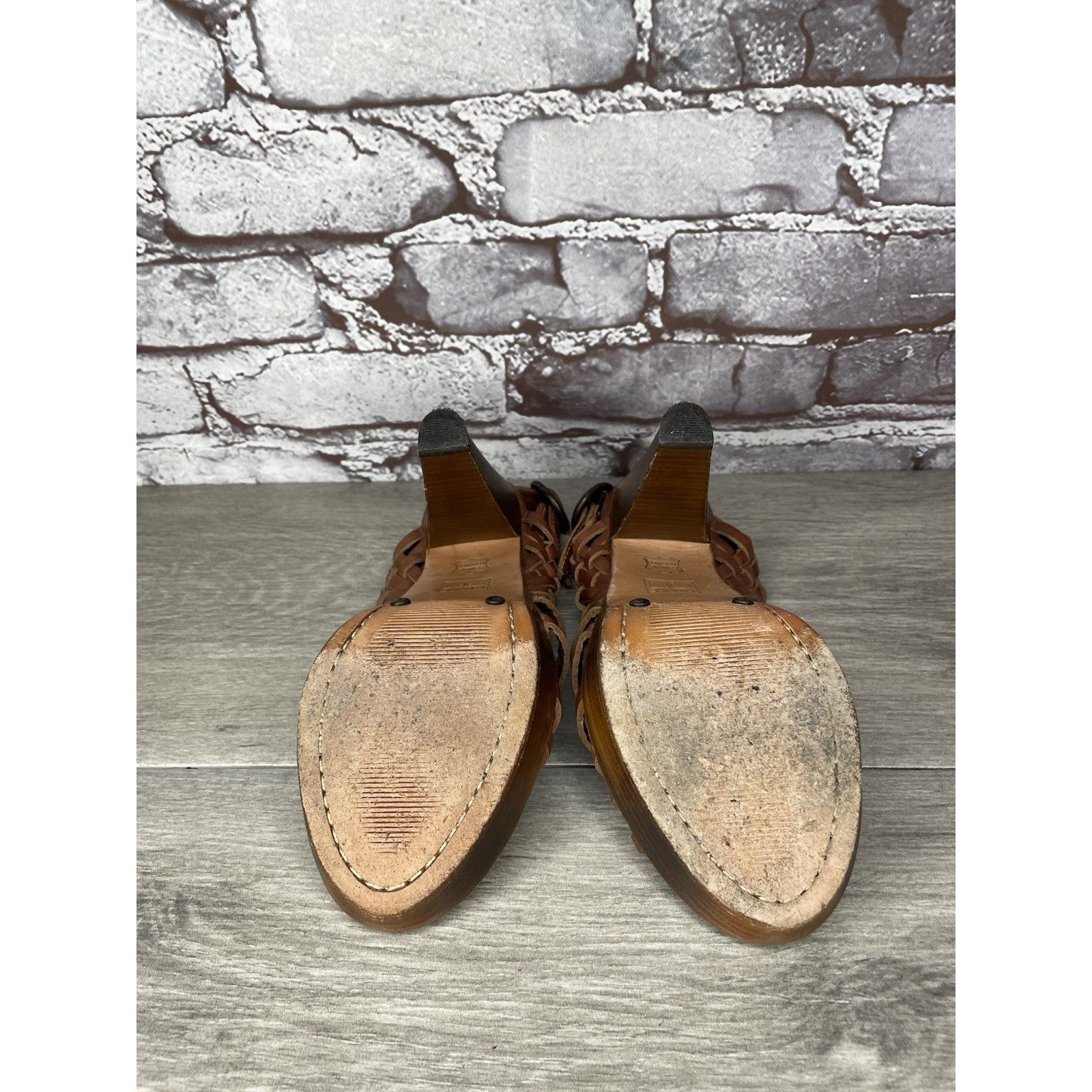 Frye Frye Joy Brown Braided Leather Huarache Platform Heel Sandal Size US 6.5 / IT 36.5 - 8 Thumbnail