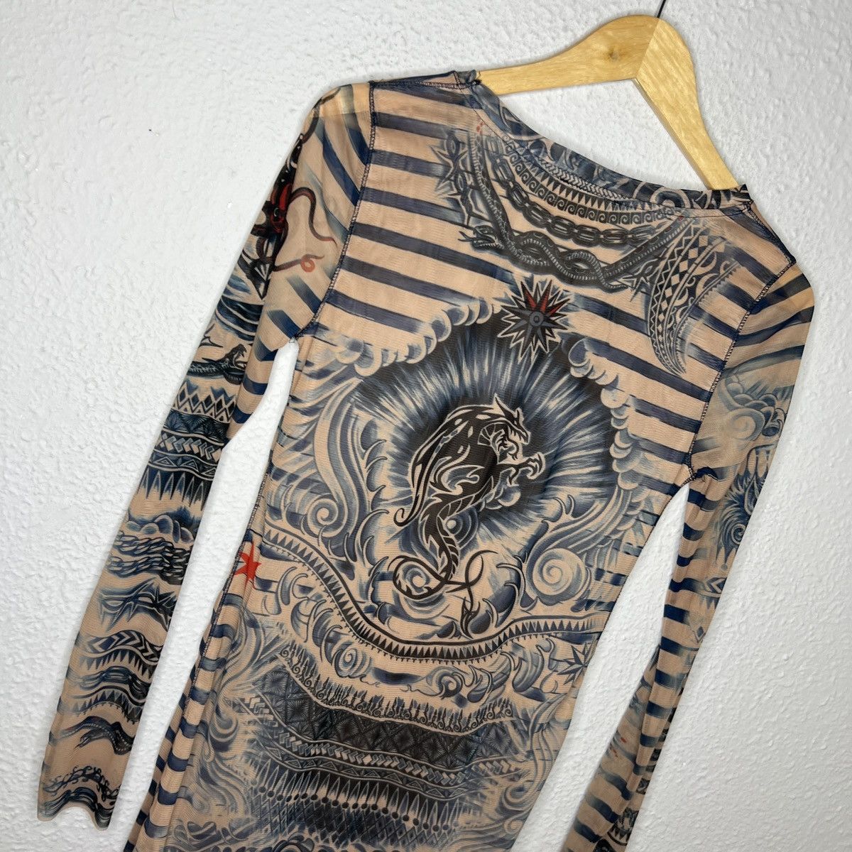 Jean Paul Gaultier Jean Paul Gaultier Mesh Top Tattoo Long Sleeve Mini Dress Size M / US 6-8 / IT 42-44 - 9 Thumbnail