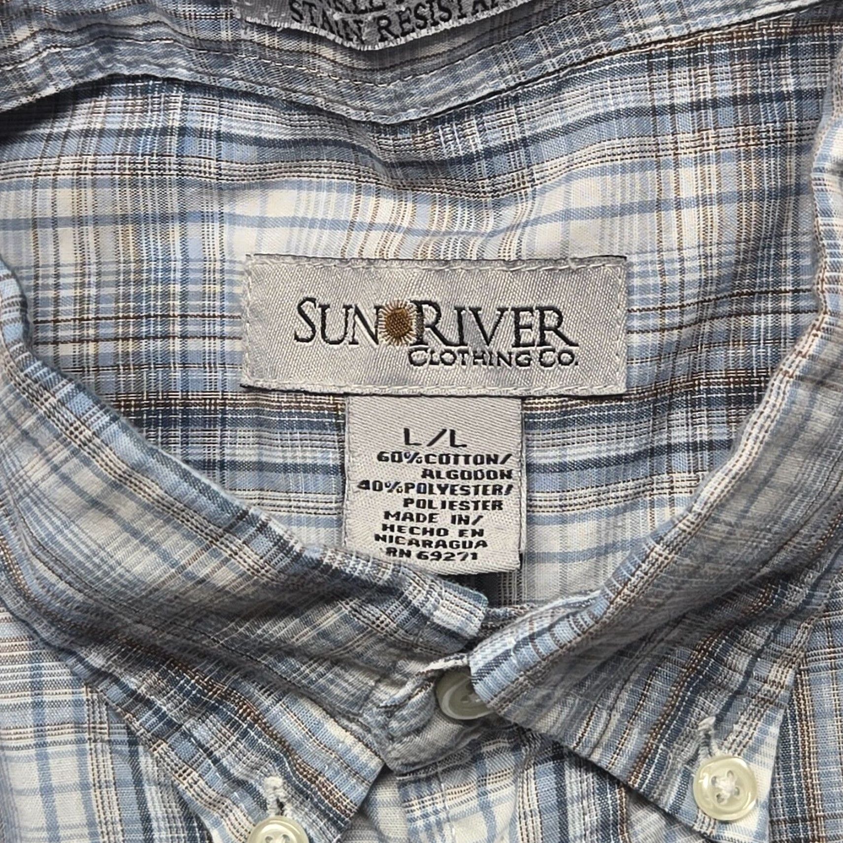 Vintage Sun River Blue Check Short Sleeve Button-Up Shirt Adult Large Mens Size US L / EU 52-54 / 3 - 3 Thumbnail