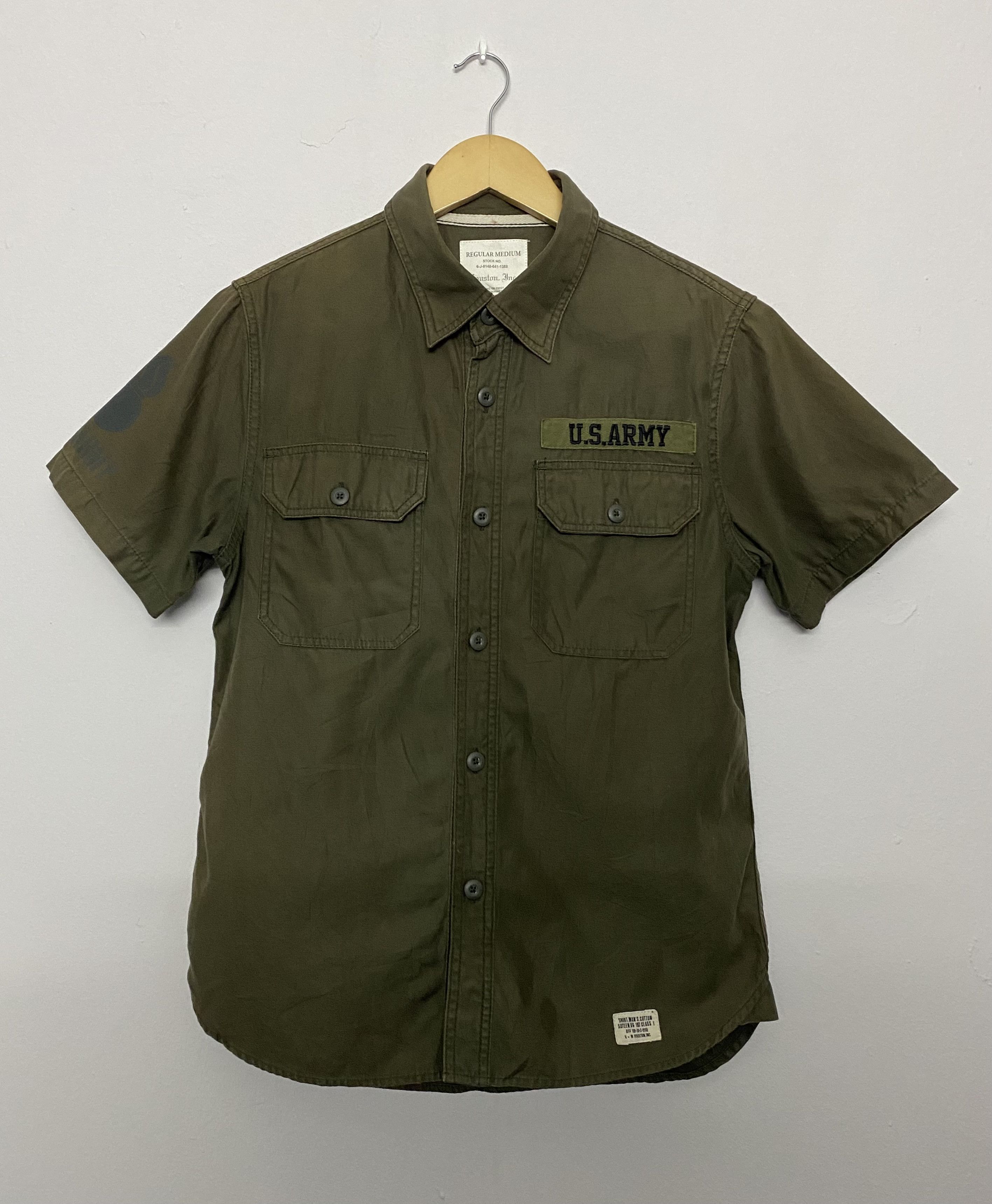 Other Houston Army Green Utility Shirt U.S. ARMY Patch Workwear Size US S / EU 44-46 / 1 - 2 Thumbnail