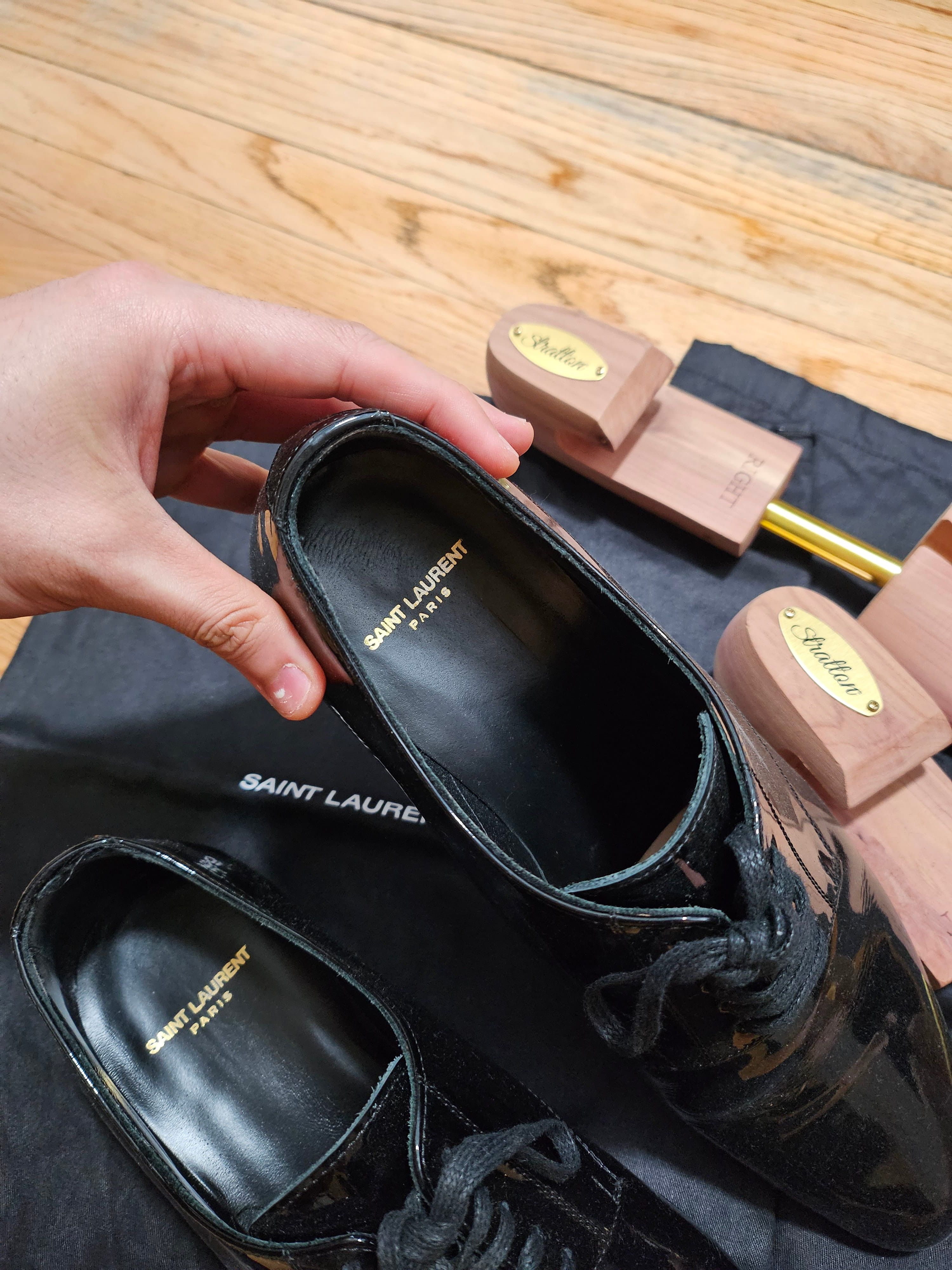 Saint Laurent Paris Saint Laurent Black Patent Leather Derby Dress Shoes EU 41 Size US 8 / EU 41 - 6 Thumbnail