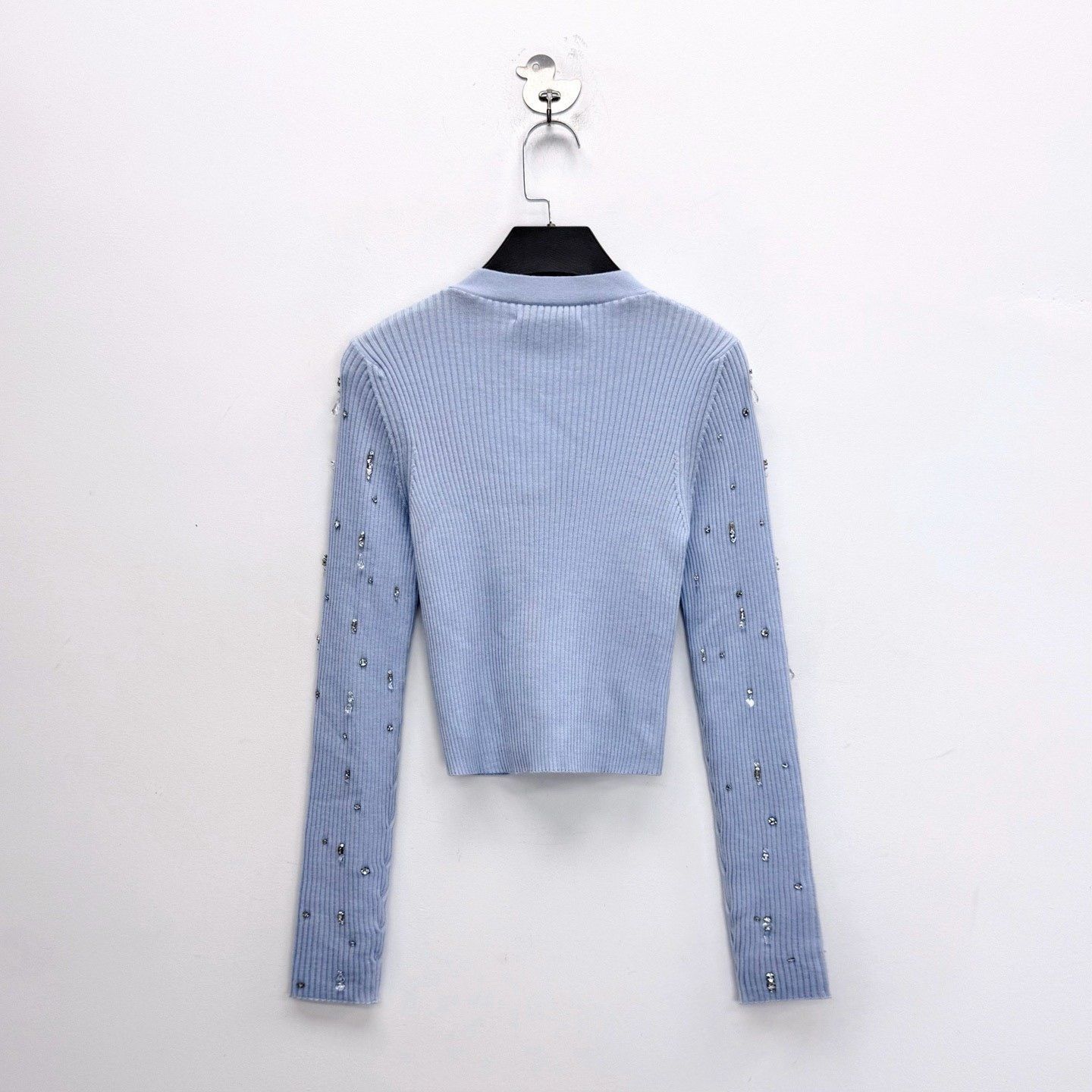 Miu Miu Miu Miu Light Blue Rhinestone Button Knit Cardigan Size US S / EU 44-46 / 1 - 2 Thumbnail