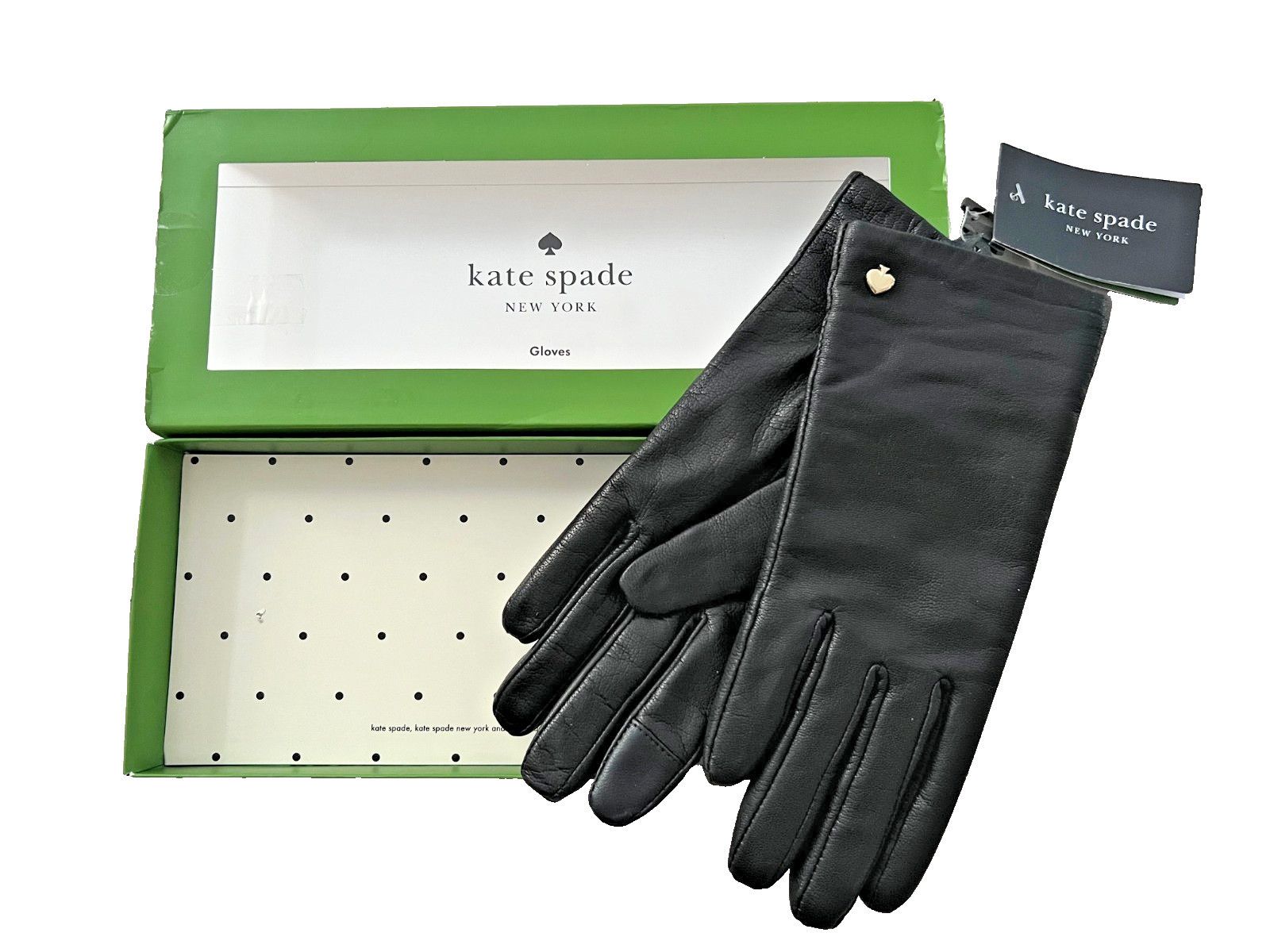 Kate Spade New York Leather Gloves Black ( M )