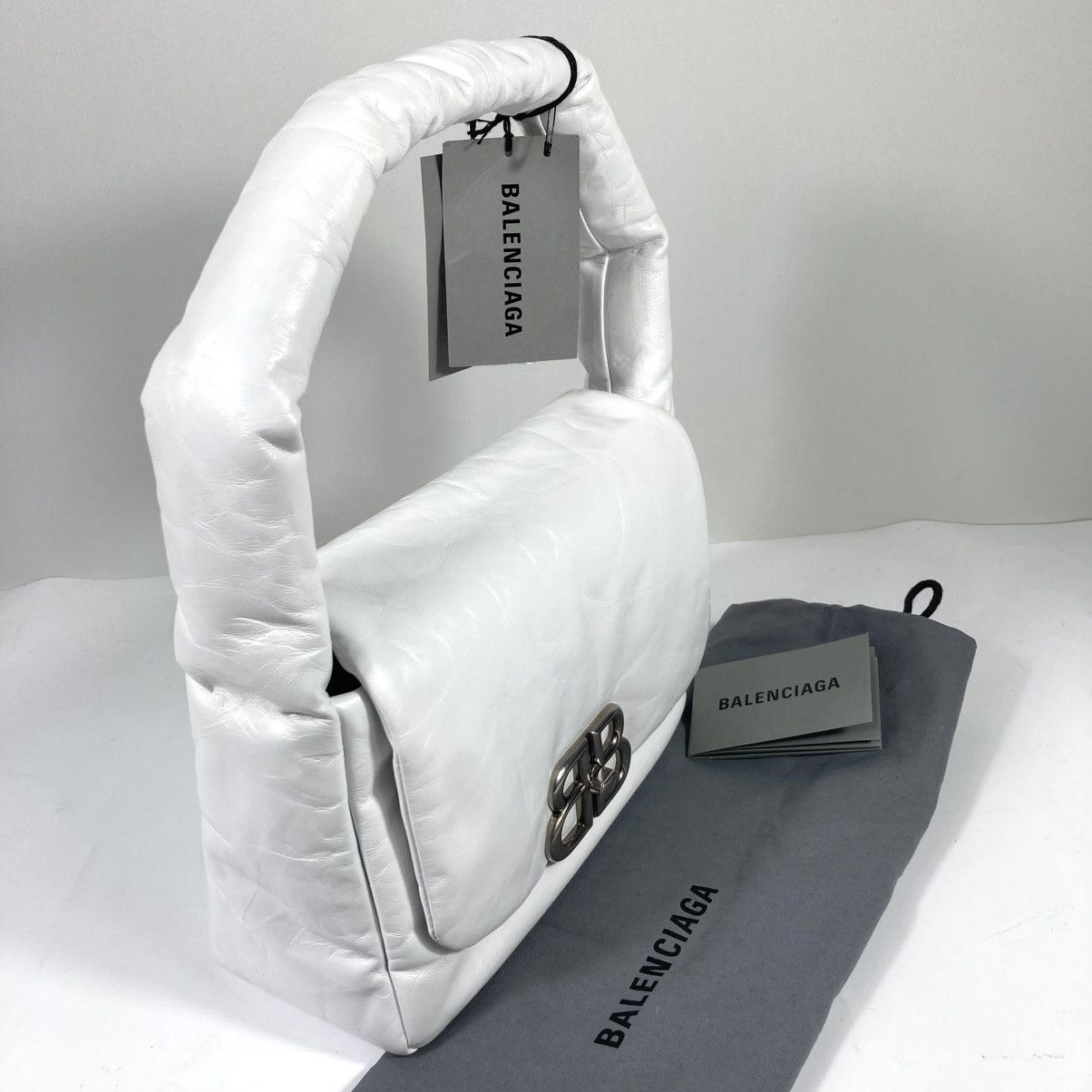 Balenciaga Balenciaga Small Monaco Leather Shoulder Bag Optic White NEW Size ONE SIZE - 16 Thumbnail