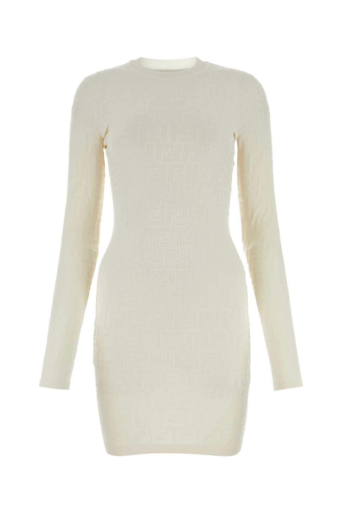 image of Fendi Ivory Stretch Viscose Blend Dress in White, Women's (Size XS)