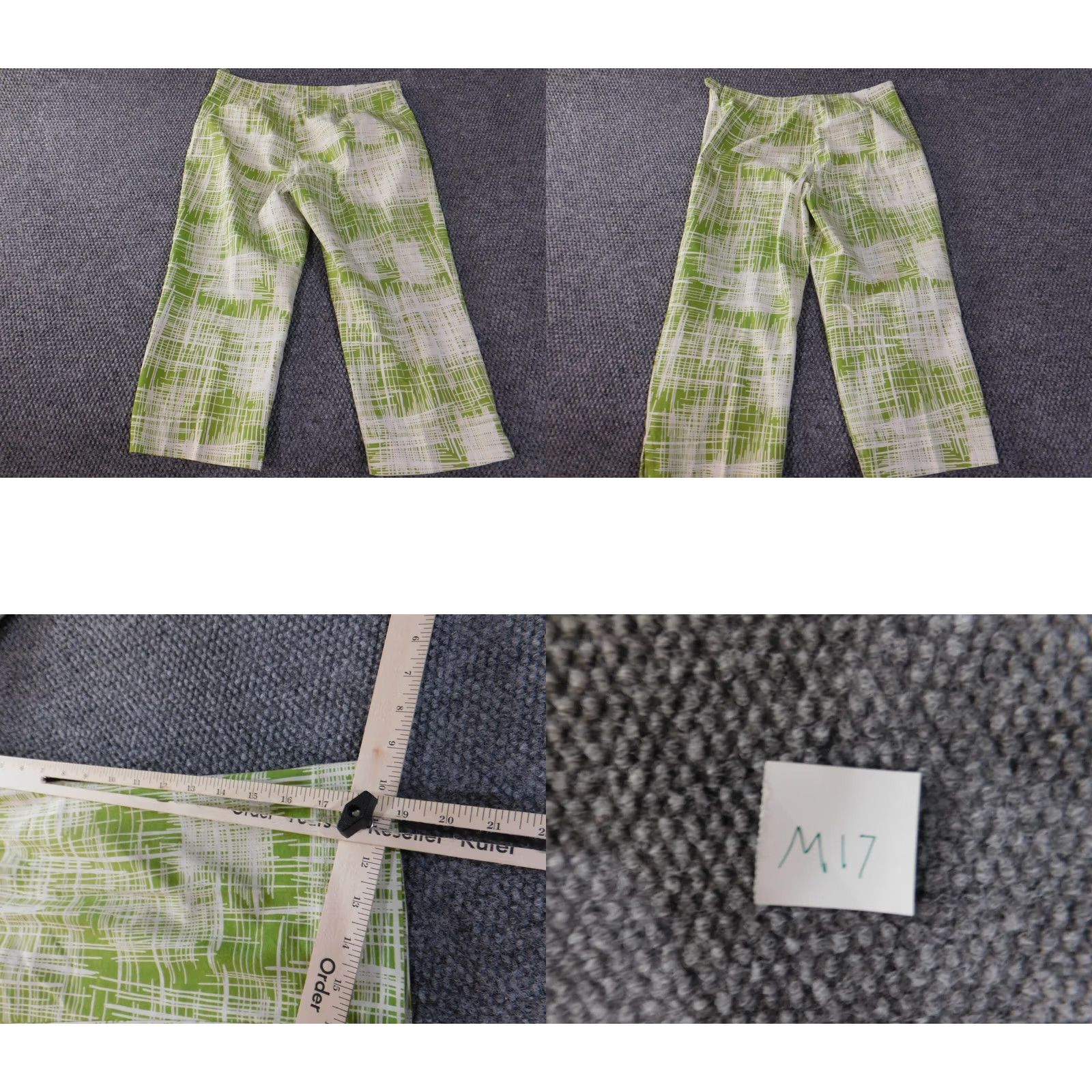 Talbots Talbots Pants 10P Petites Green Geometric Stitch Cropped Straight Leg 19 in Inseam Women's Casual Slimming Stretch Beige 30 in Waist Pants Size 32" / US 10 / IT 46 - 8 Thumbnail