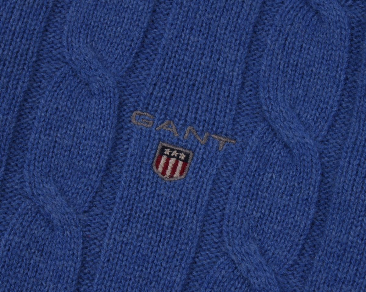 Gant GANT Lambs Wool Cable Knit Blue Button Sweater High Neck Size US M / EU 48-50 / 2 - 7 Thumbnail