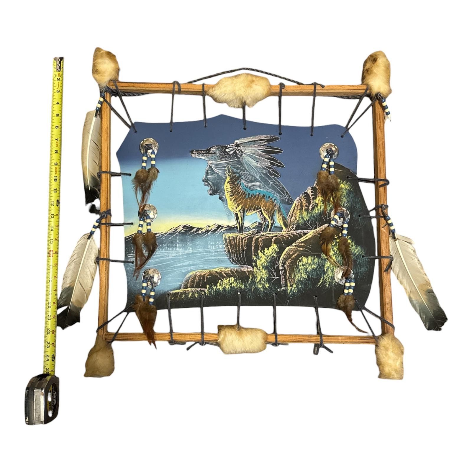 Unknown London Native American Style Decorative Wall Hanging with Wolf 20" Size ONE SIZE - 1 Thumbnail