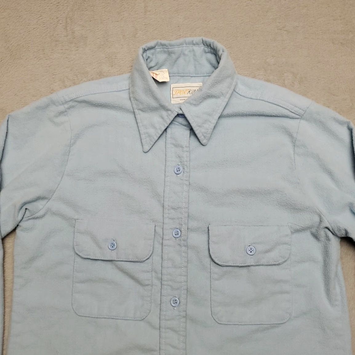 Vintage VINTAGE Sportking Shirt Women M Blue Long Sleeve Button-Up Cotton Flannel 70s Casual Outdoor Mens or Womens Size M / US 6-8 / IT 42-44 - 3 Thumbnail