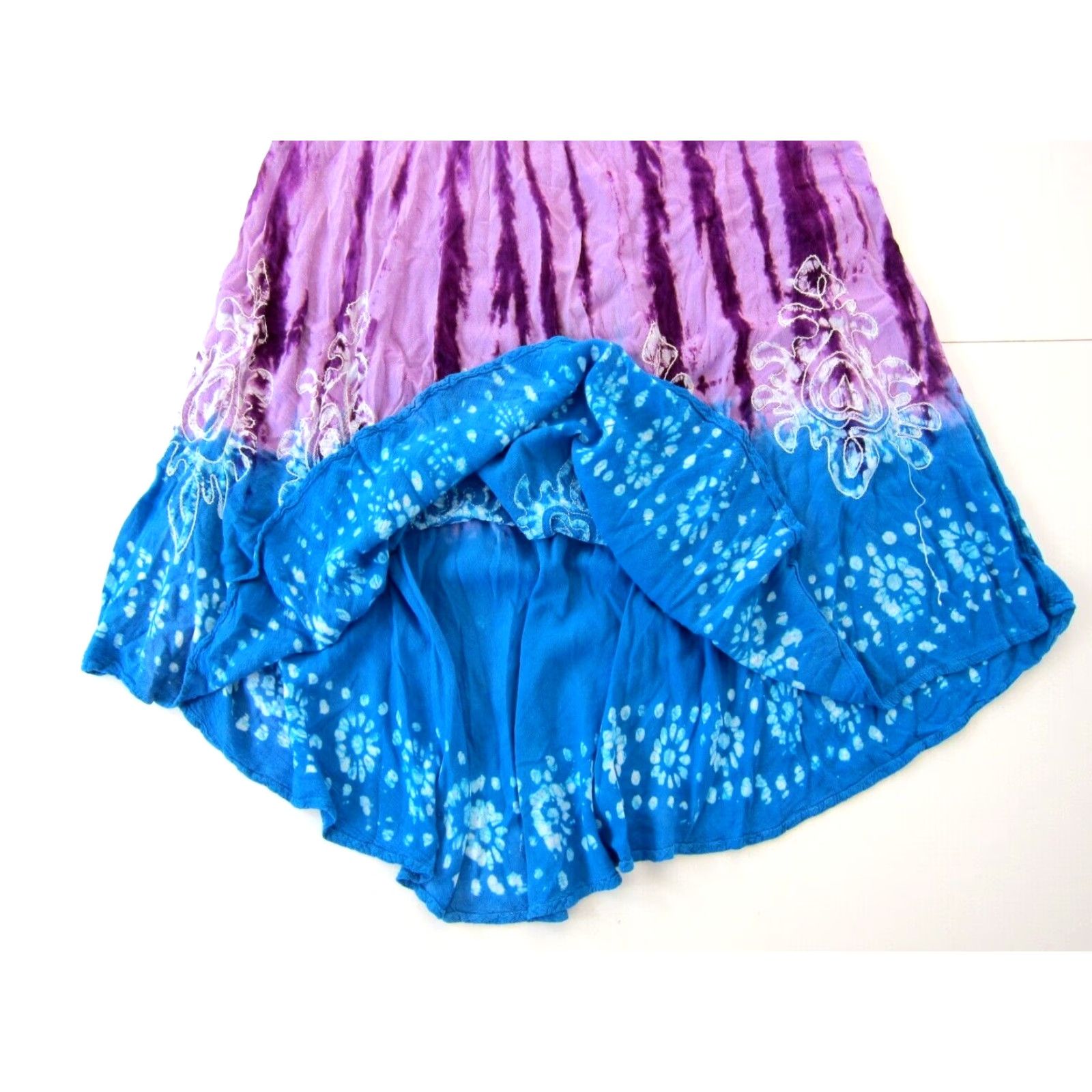 Vintage VINTAGE Pams Collection 100% Rayon Purple Blue Tie Dye Embroidered Tank Sun Dress M-L Size L / US 10 / IT 46 - 7 Thumbnail