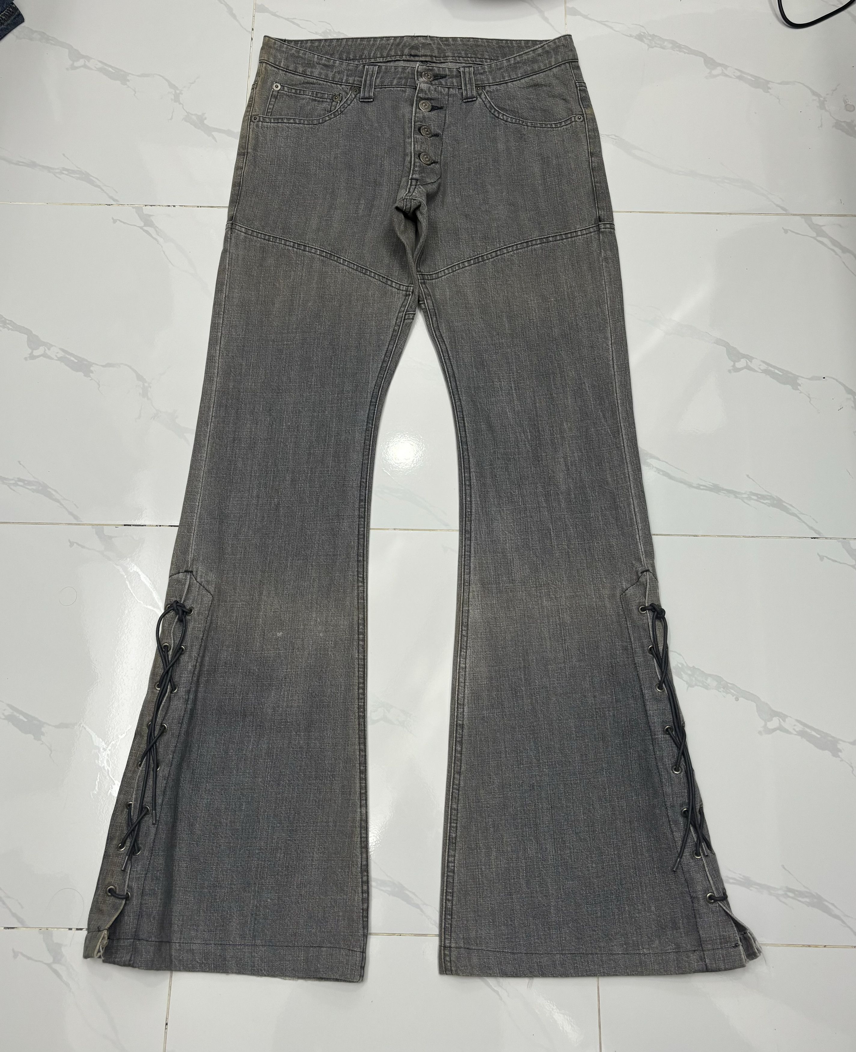 TORNADO MART lace-up flare denim pants