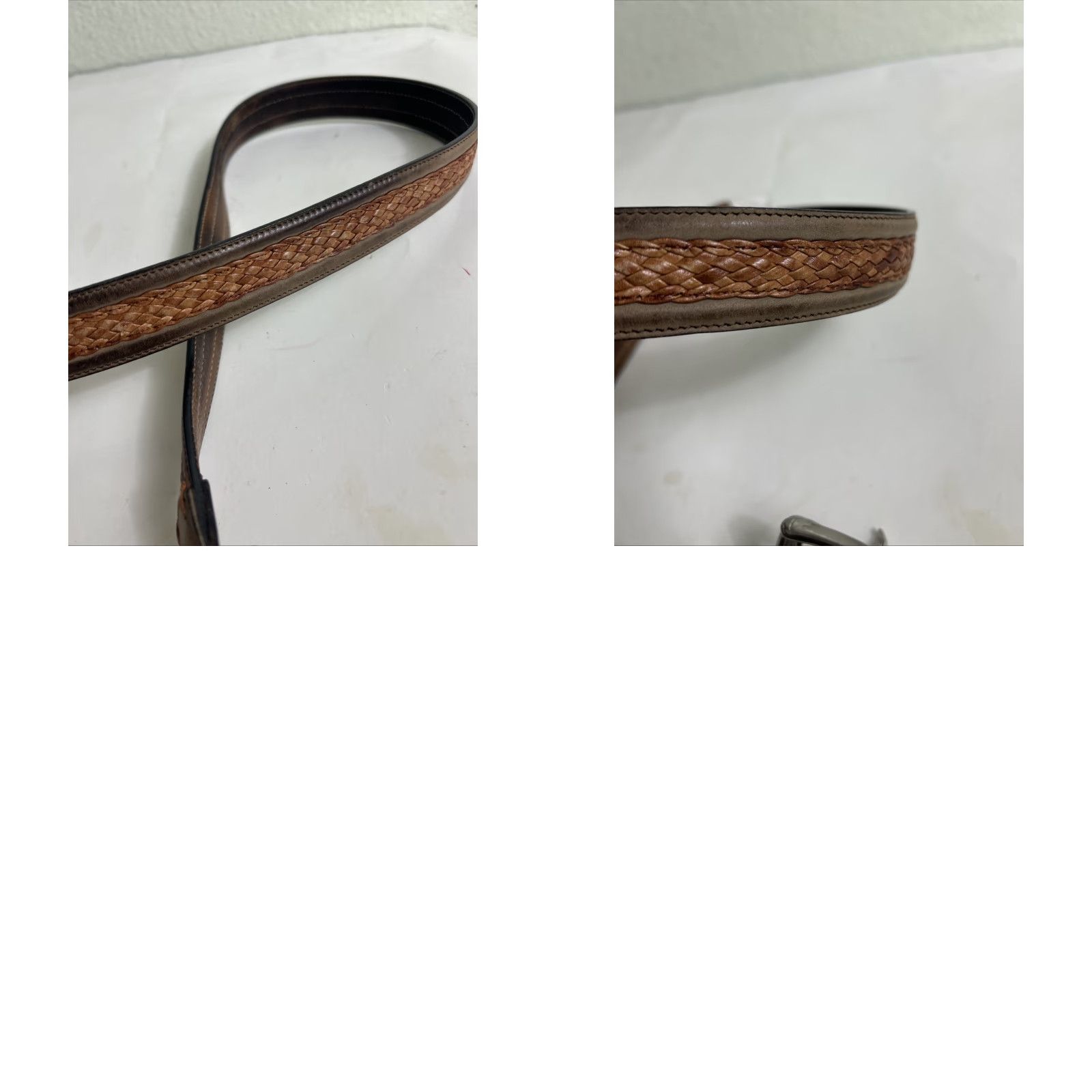 Vintage VINTAGE Western Style Belt Buckle Brown Leather Solid Brass 34” Mens Belt Leather Brass Western 34 Inches Brown Men Size 34 - 9 Thumbnail