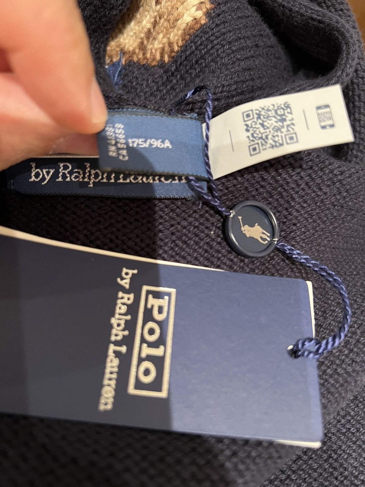 Polo Ralph Lauren Polo Ralph Lauren Polo Bear intarsia-knit hoodie medium navy Size US M / EU 48-50 / 2 - 14 Thumbnail
