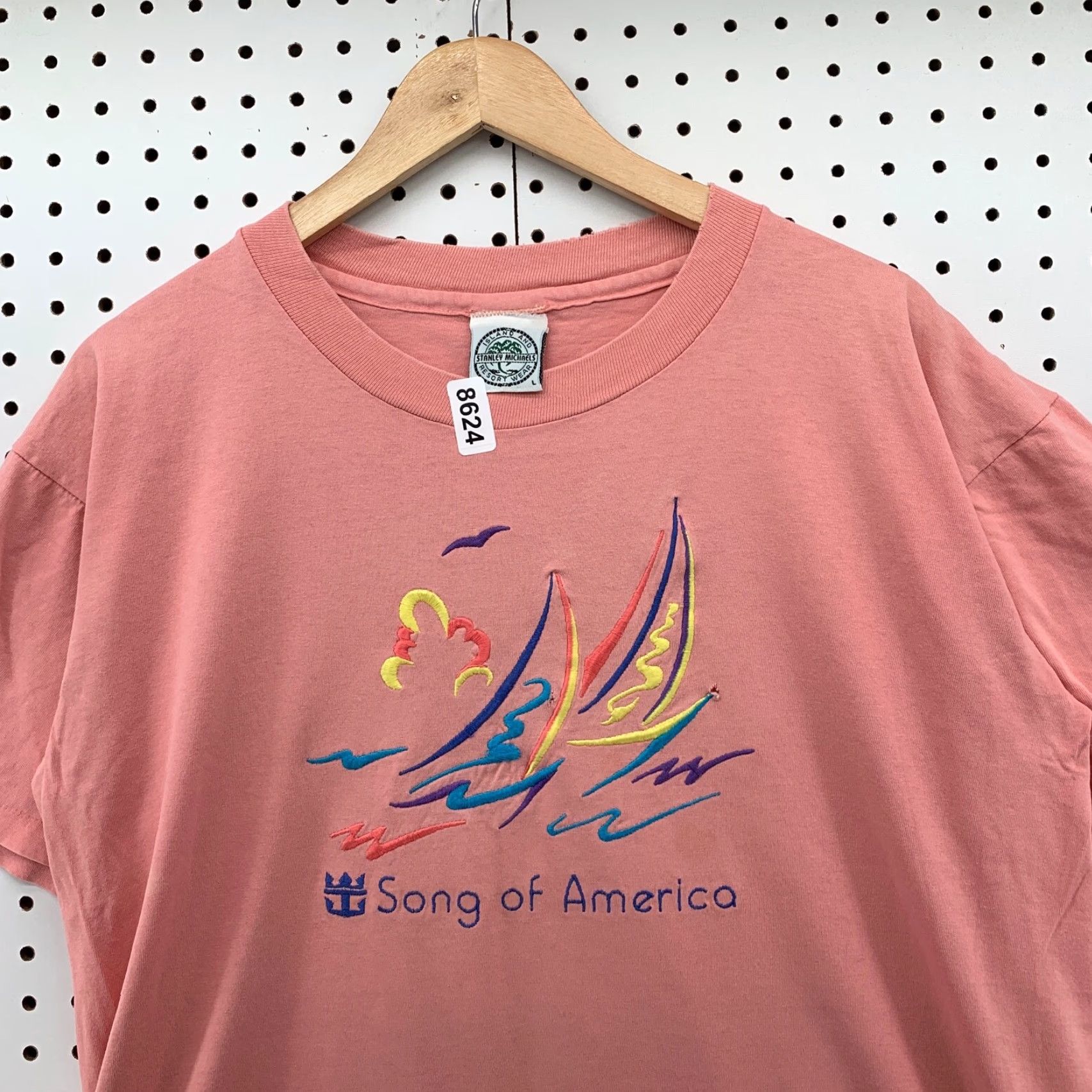 Vintage VINTAGE Song of America Cruise Shirt Mens Medium Pink USA 80s Graphic Tee M Pink 80s Aloha Mens Size US M / EU 48-50 / 2 - 7 Thumbnail