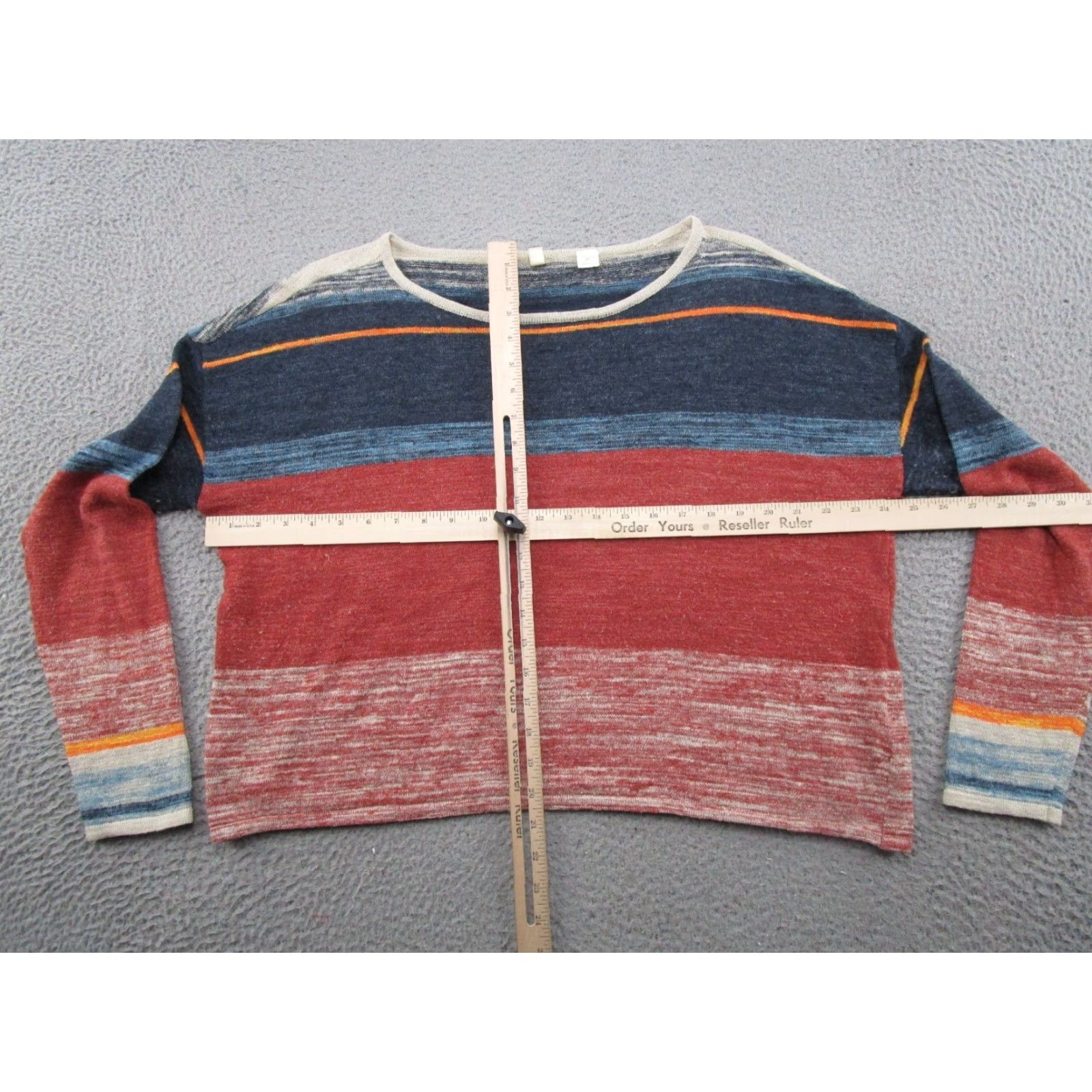 Anthropologie Moth Striped Sweater Womens L Multicolor Pullover Knit 100% Cotton Boho Distressed Breathable Casual Spring Shirts Size L / US 10 / IT 46 - 5 Thumbnail