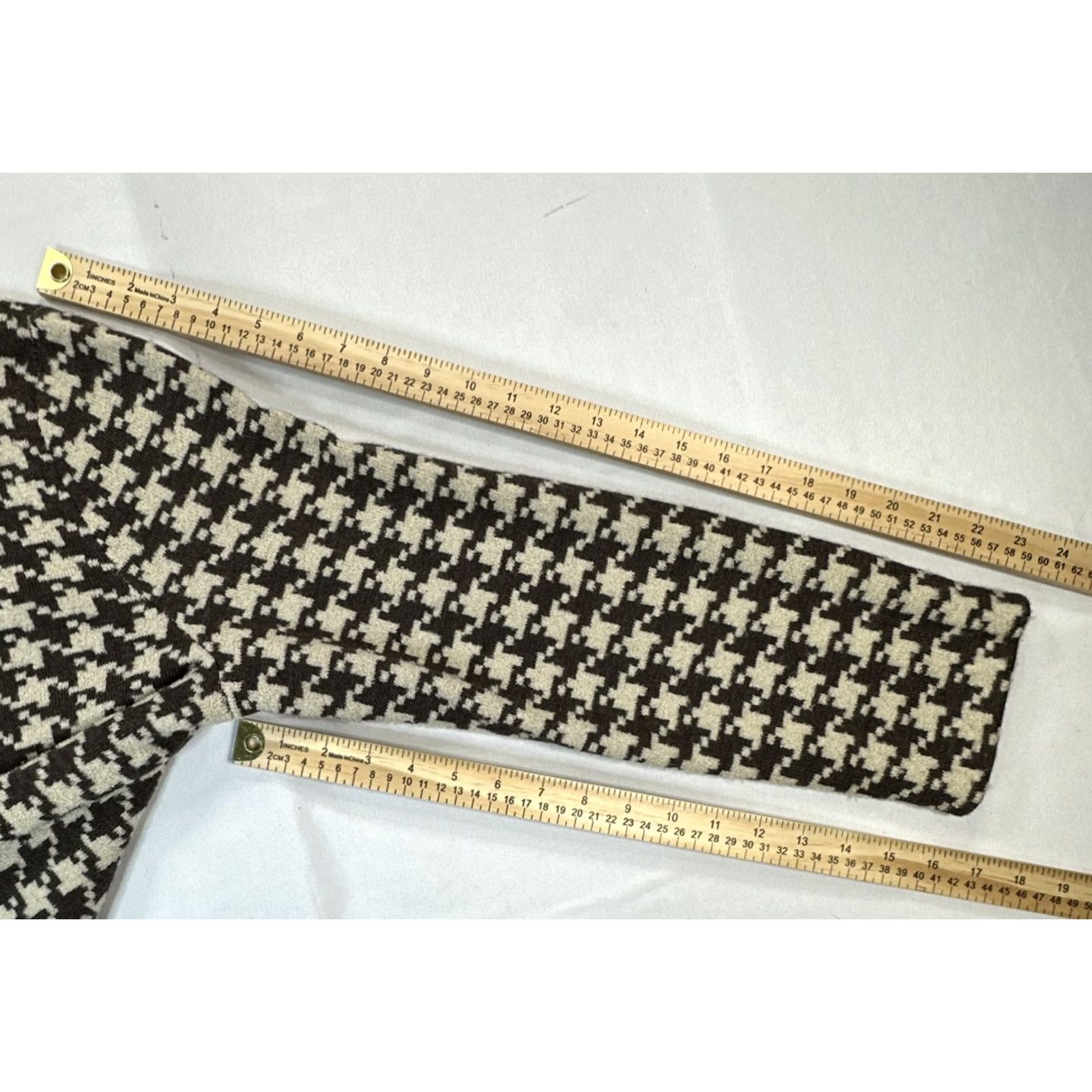Pendleton Pendleton Cardigan Sweater L Wool Blend Full Zip Houndstooth Brown Women's Size L / US 10 / IT 46 - 3 Thumbnail