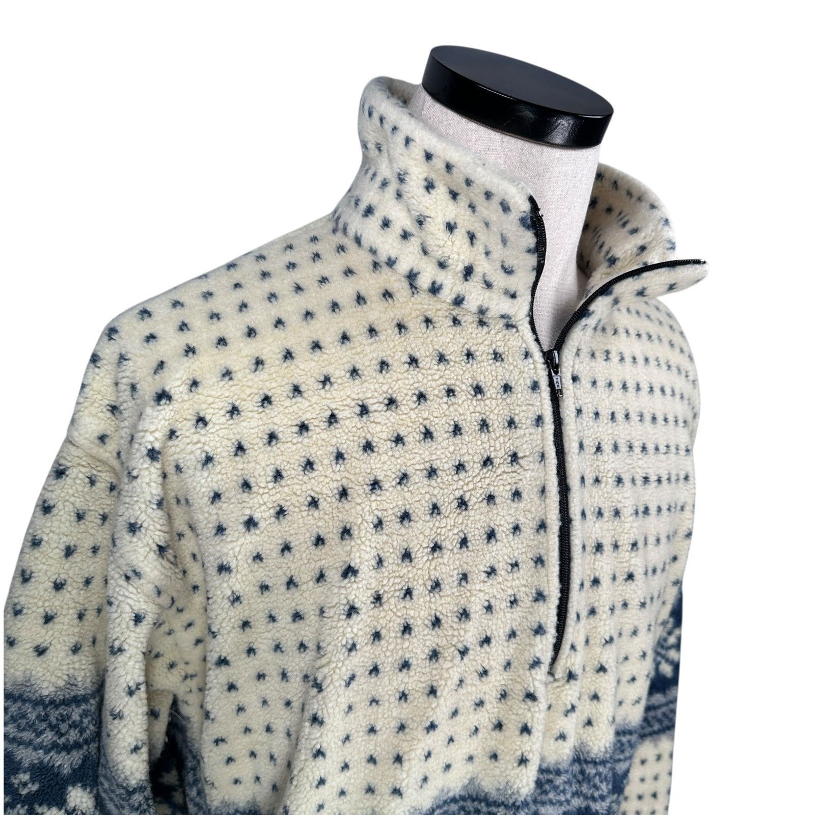 Other VTG Big Chill Fleece Jacket Adult XL Cream Blue Winter Zip Size US XL / EU 56 / 4 - 2 Thumbnail