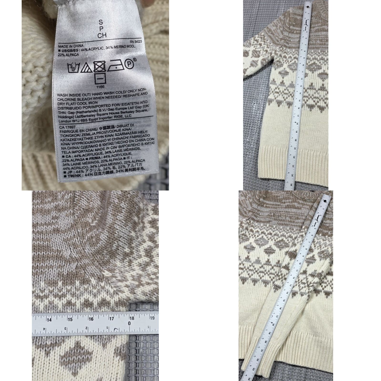 Banana Republic Banana Republic Sweater Womens S Ivory Fair Isle Alpaca Wool Blend Crewneck Classic Luxe Warm Womens Size S / US 4 / IT 40 - 9 Thumbnail