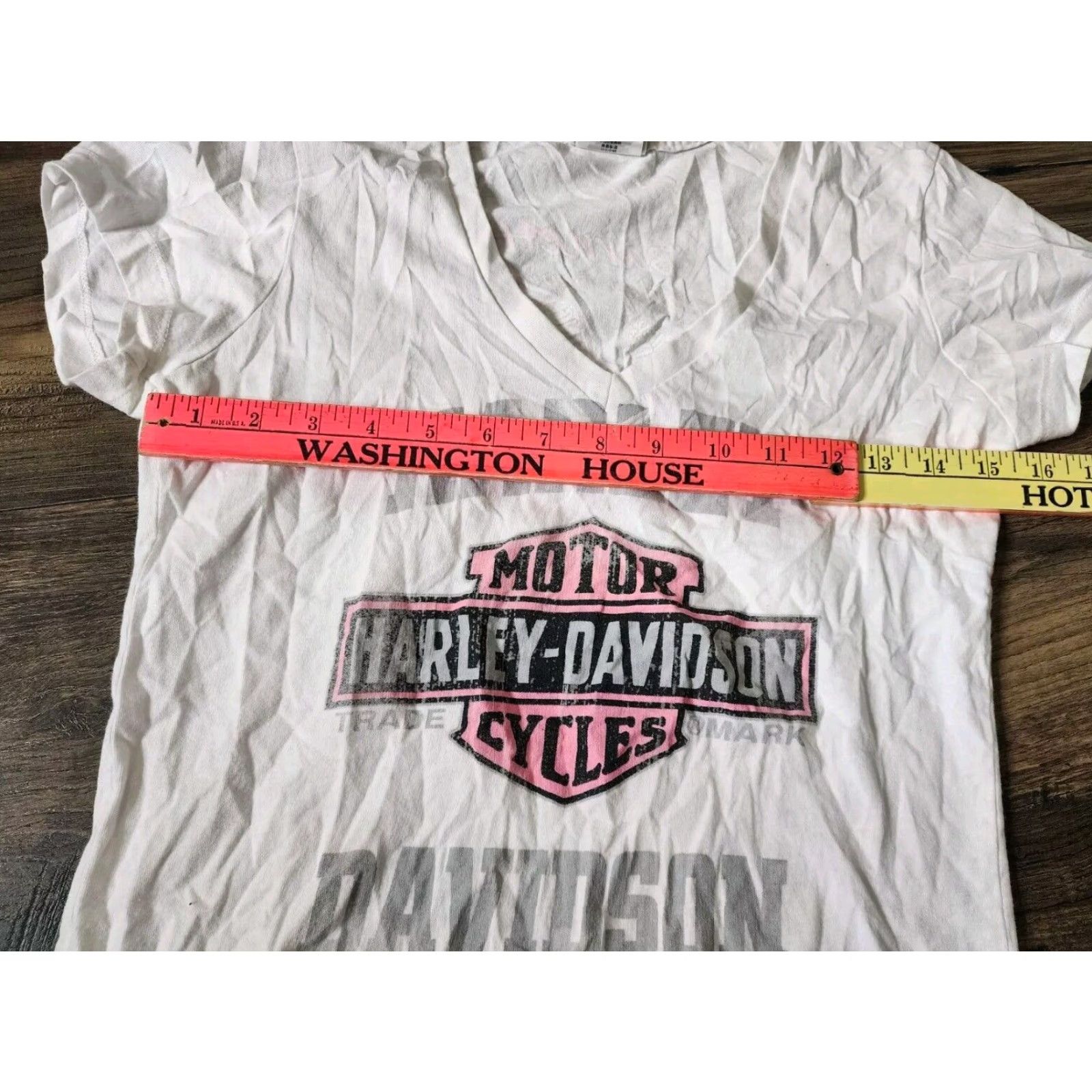 Harley Davidson Harley-Davidson Women's M White V-Neck T-Shirt Motorcycles Biker Double-Sided Casual Size M / US 6-8 / IT 42-44 - 4 Thumbnail