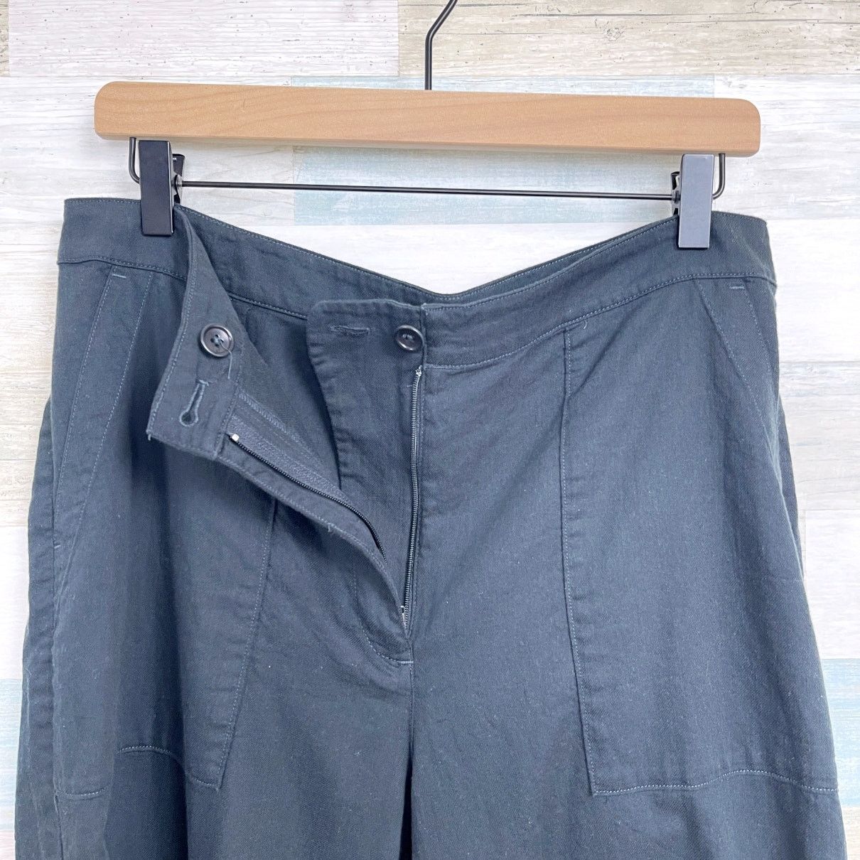 Eileen Fisher Eileen Fisher Organic Wide Leg Crop Pants Black Womens 12 Size 34" / US 12 / IT 48 - 3 Thumbnail