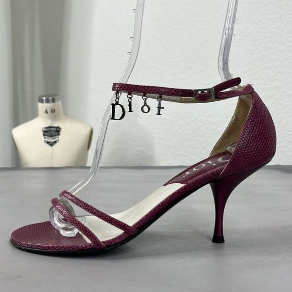 Dior × Vintage VTG DIOR Snake Strappy Letter Silver Dangle Charm Stiletto S Size US 8 / IT 38 - 1 Thumbnail