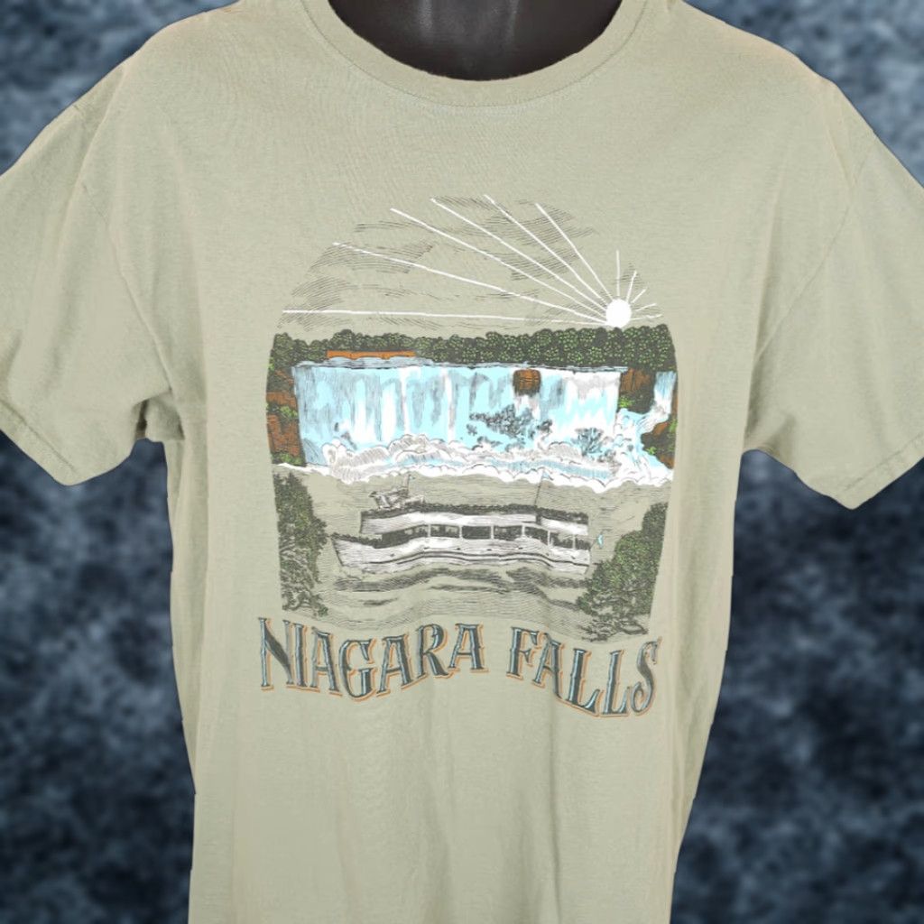 Fruit Of The Loom Niagara Falls T Shirt Mens Size Large Green Travel Destination Tee Size US L / EU 52-54 / 3 - 1 Thumbnail