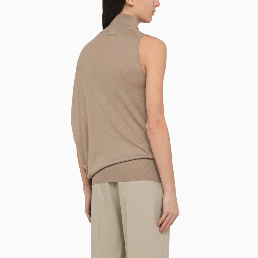 Calvin Klein o1d2blof0824 One-Shoulder Wool Turtleneck Top in Beige Size S / US 4 / IT 40 - 3 Thumbnail