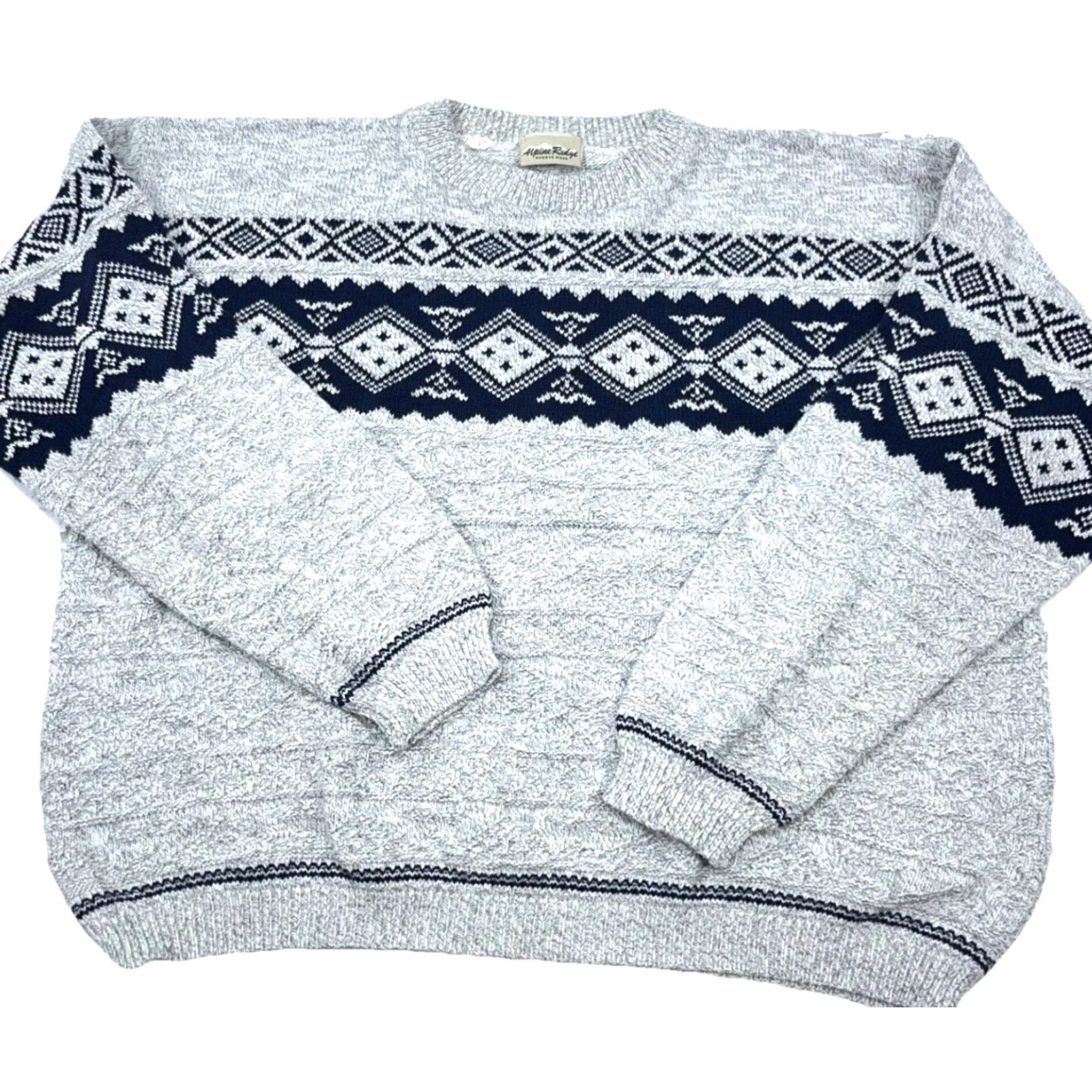 Vintage VINTAGE Alpine Ridge Sweater Men M Gray Blue Knit Nordic 90s Logo Geometric Crew Neck Pullover All Seasons Heavyweight Knitwear Mens Size US M / EU 48-50 / 2 - 2 Thumbnail