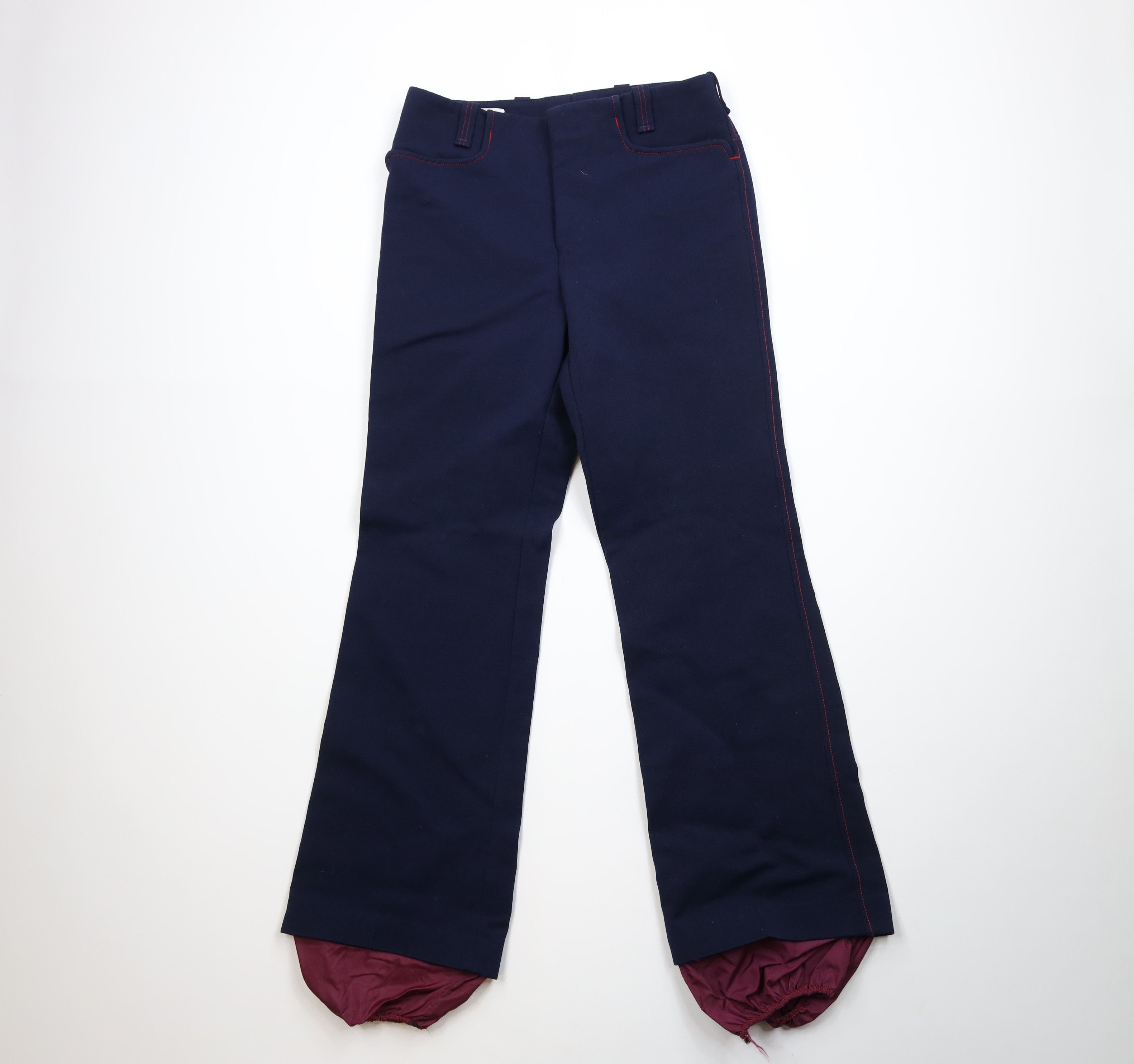 Vintage Vintage 60s 70s Knit Wide Leg Ski Snow Pants Blue USA Size US 30 / EU 46 - 1 Thumbnail