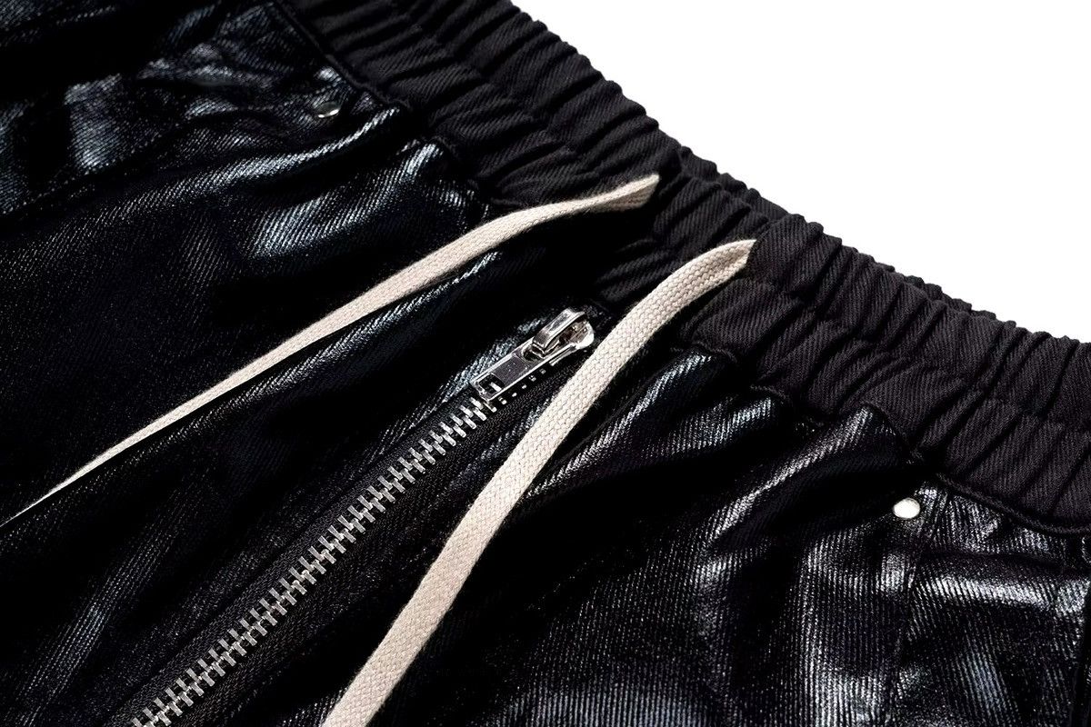 Japanese Brand × Vintage Elastic Waist Glossy Black Pu Leather RO Style Pants Size US 31 - 6 Thumbnail