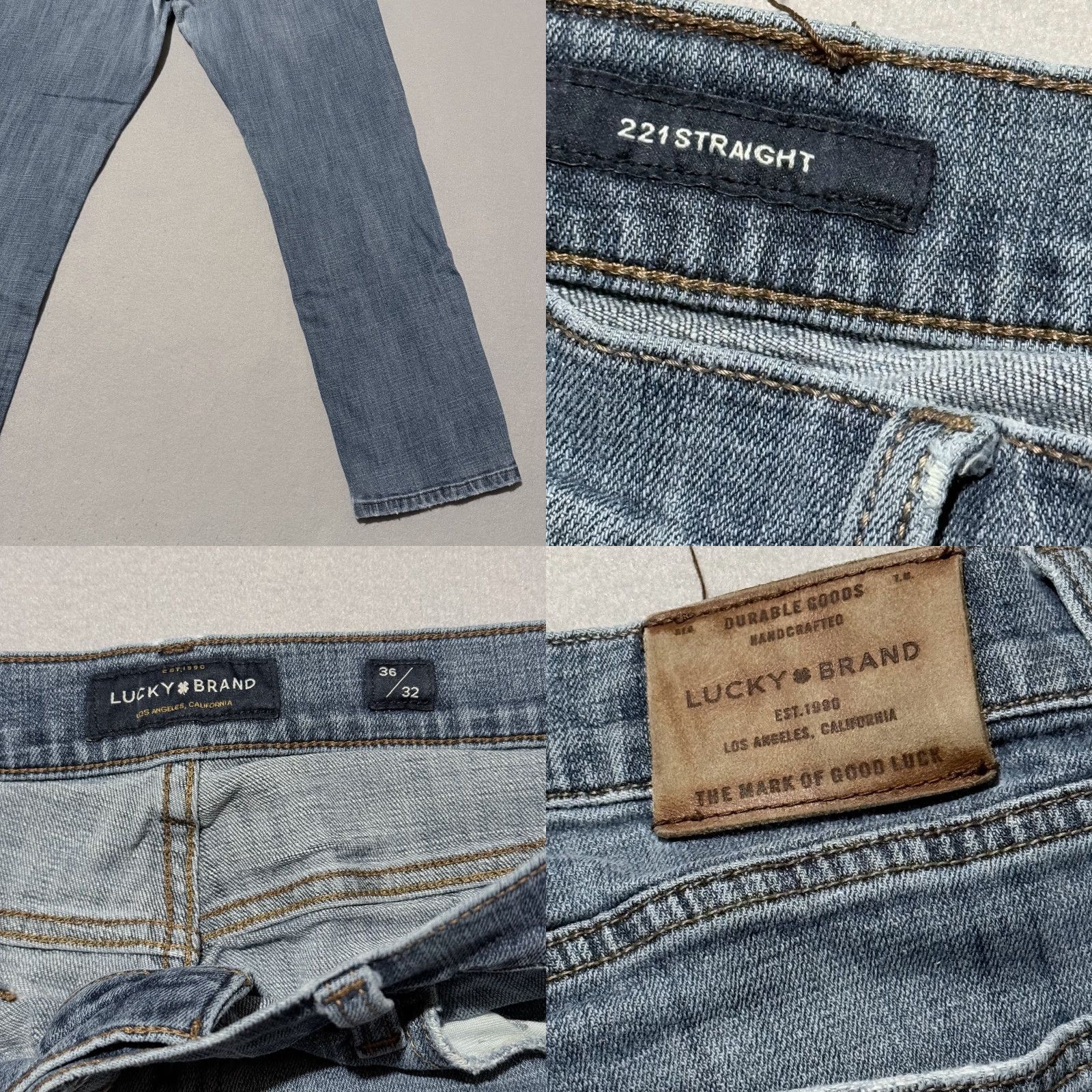 Lucky Brand Lucky Brand 221 Straight Jeans Mens Blue Medium Wash Denim Pockets - 36x32 Size US 36 / EU 52 - 8 Thumbnail