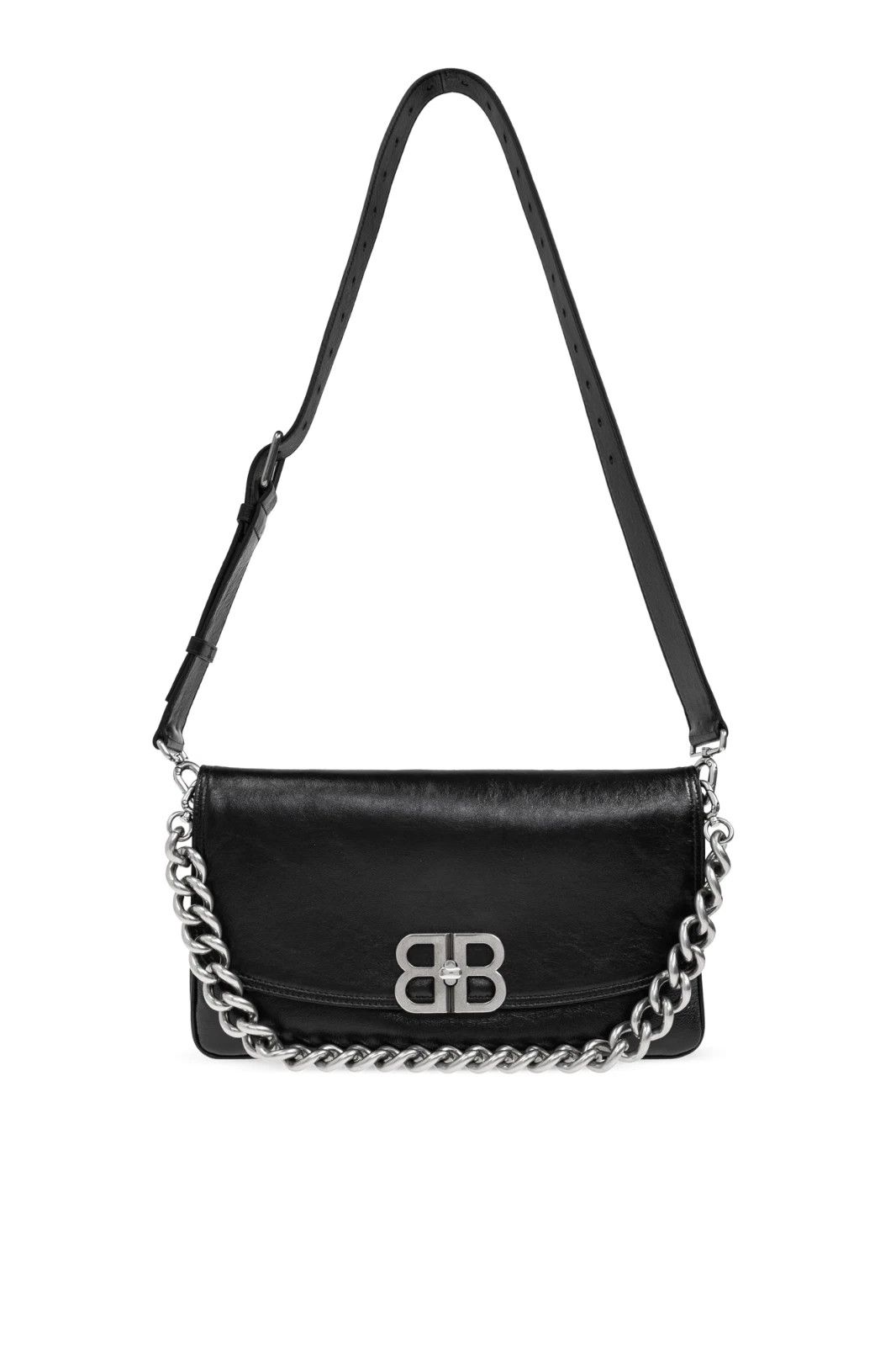 Band Tees BALENCIAGA BB Soft Medium Black Leather Shoulder Bag Size ONE SIZE - 1 Thumbnail