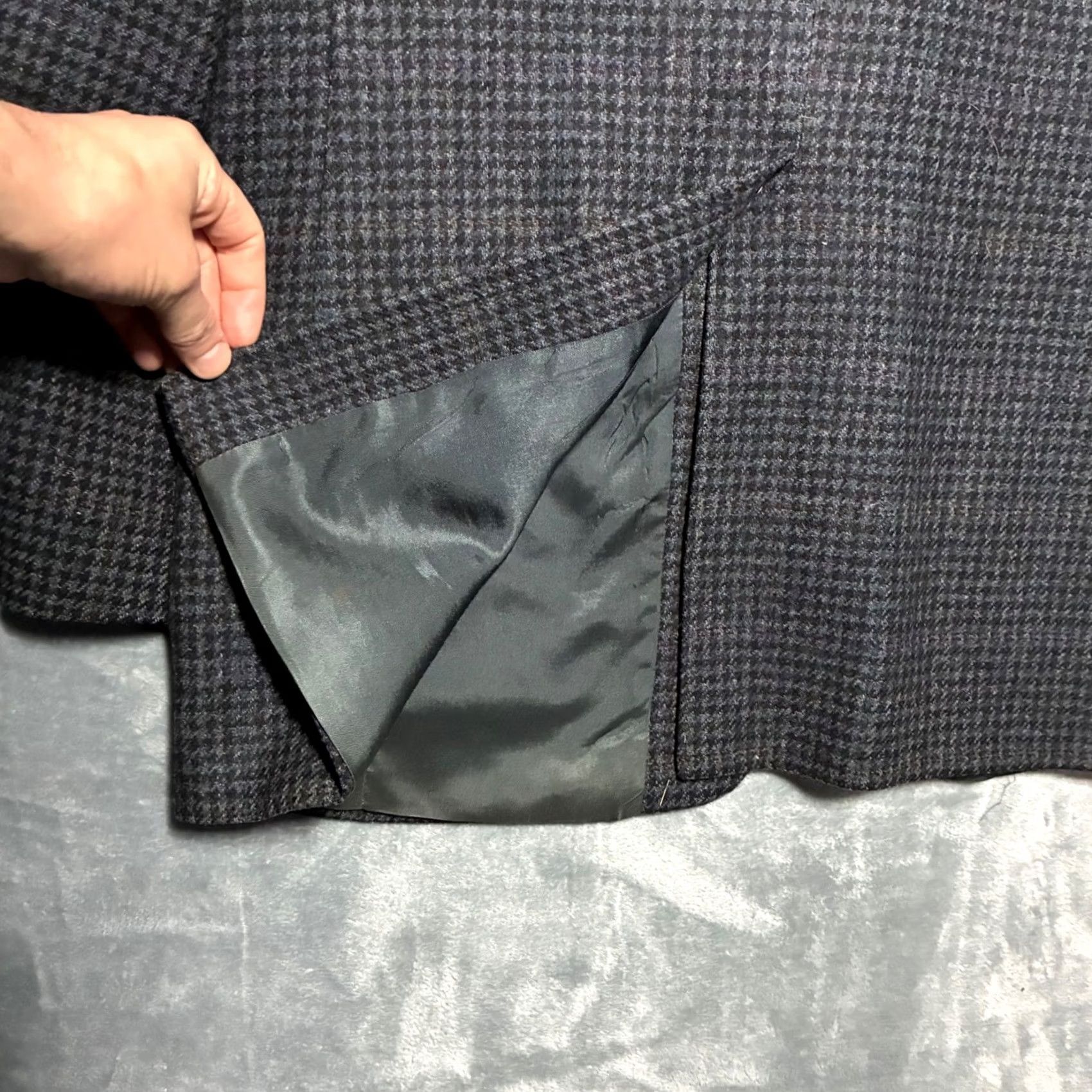Bill Blass VINTAGE Bill Blass Houndstooth Two Button Blazer Sport Coat Mens 40 Grey Size 40R - 6 Thumbnail