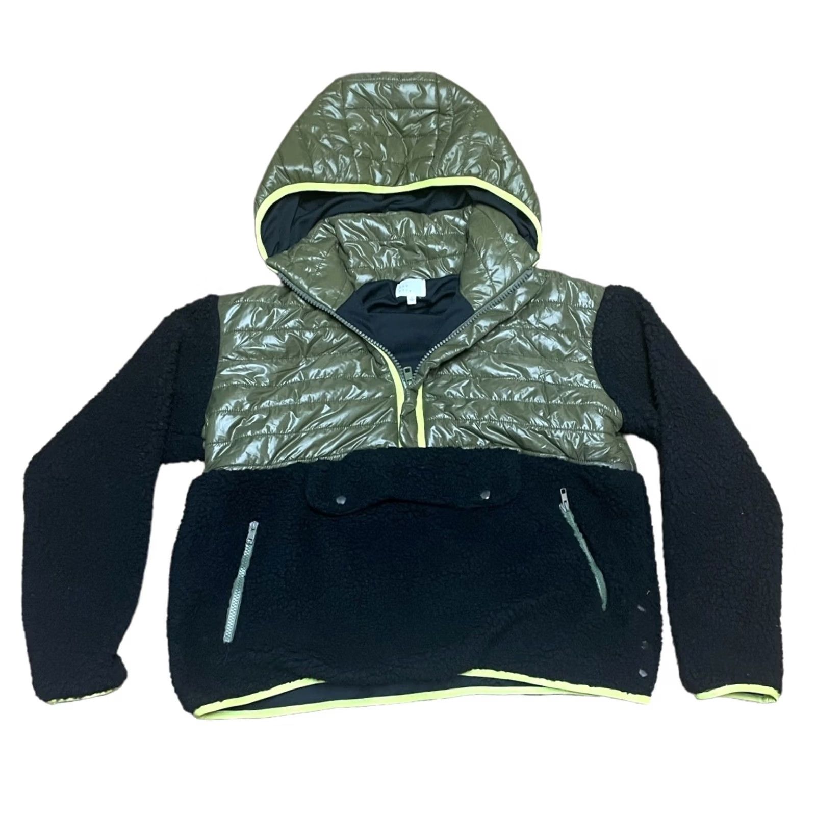 Vintage Dee Elly Jacket Womens 1/2 Zip Fleece Green Black Puffy Mid-Length Regular Size S Pullover Jacket Size S / US 4 / IT 40 - 2 Thumbnail