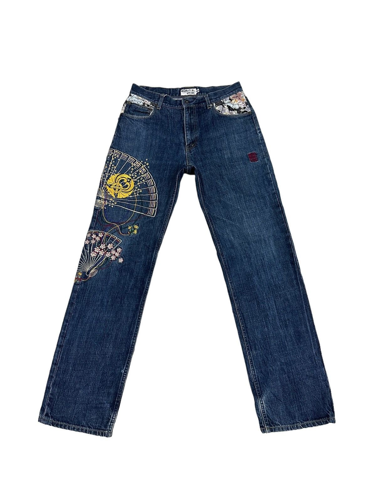 Japanese Brand KARAKURI EMBROIDERY DENIM JEANS Size US 30 / EU 46 - 1 Thumbnail