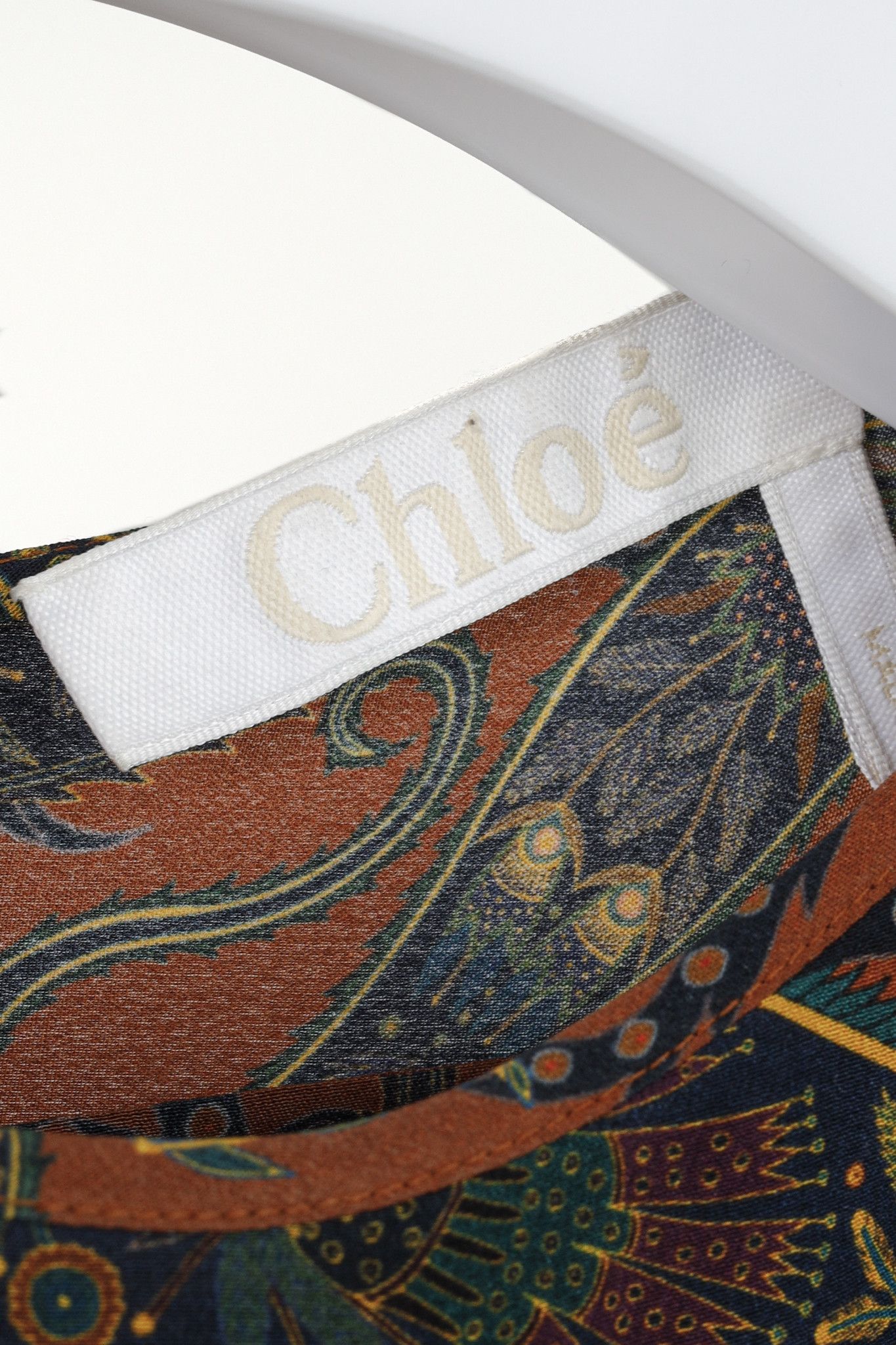Chloe Chloe Brown & Blue Paisley Silk De Chine Midi Dress Size M / US 6-8 / IT 42-44 - 4 Thumbnail