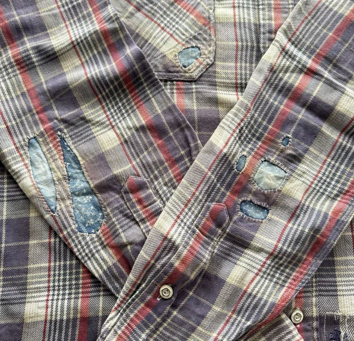 Polo Ralph Lauren Ralph Lauren Patchwork Distressed Plaid Shirt K22 Size US M / EU 48-50 / 2 - 5 Thumbnail