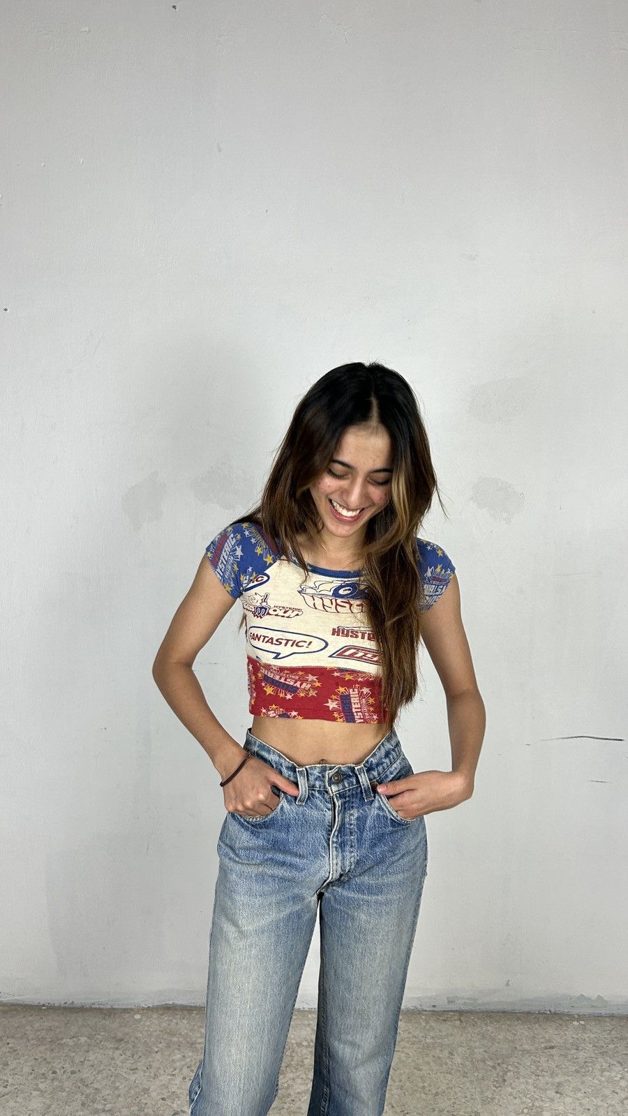 1990s Hysteric Mini Baby Tee Full Print