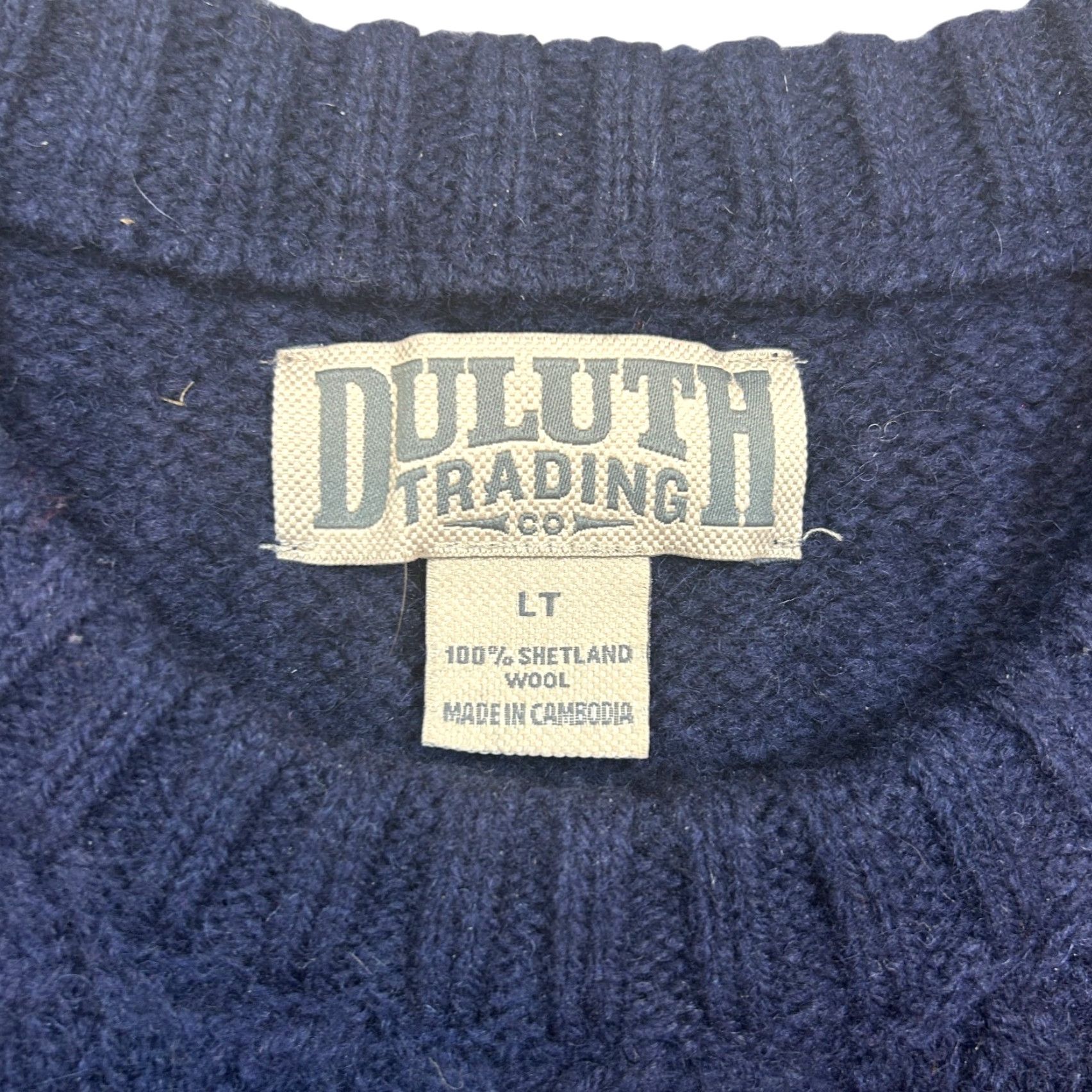 Vintage Duluth Sweater Mens LT Navy Cable-Knit Wool Long Sleeve Crew Neck Pullover Big & Tall Fall Winter Vintage No Size US L / EU 52-54 / 3 - 4 Thumbnail