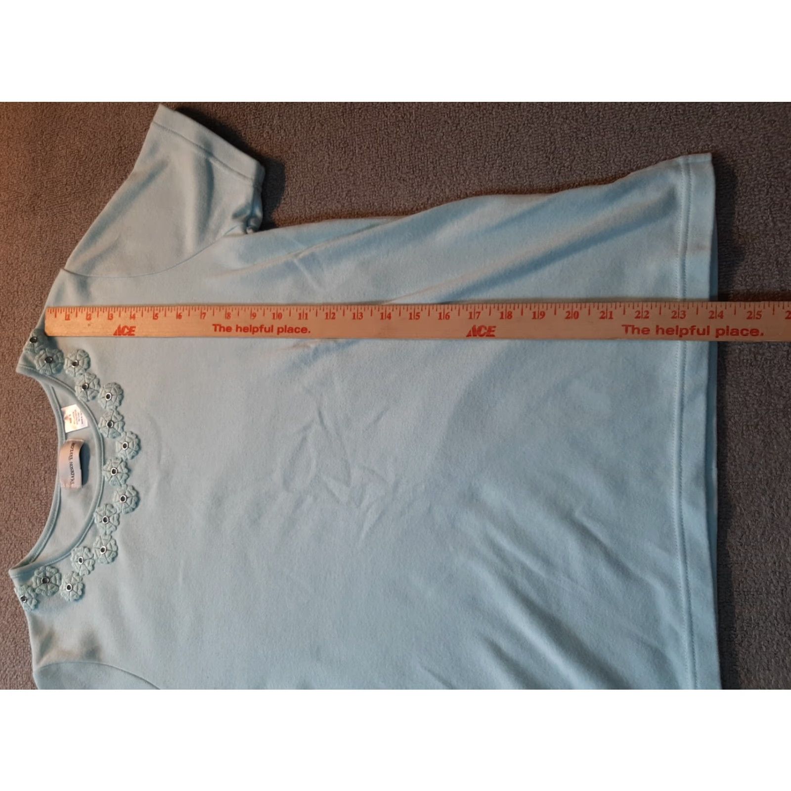 Madison Madison Taylor Shirt Woman Top Small S Short Sleeve Light Blue Floral trim Shirt Size S / US 4 / IT 40 - 4 Thumbnail