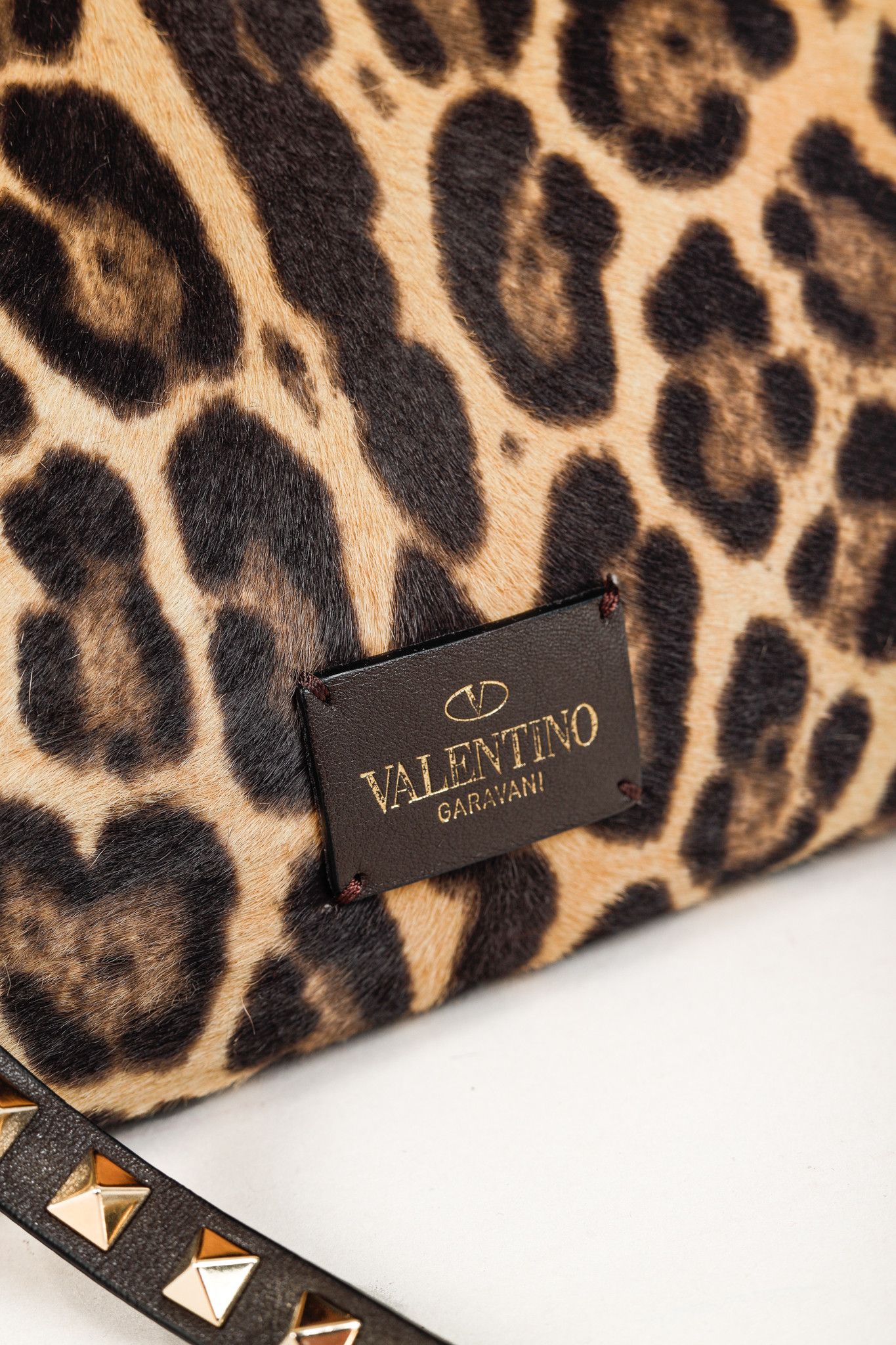 Valentino Valentino Leopard Calf Hair Rockstud Double Handle Tote Size ONE SIZE - 11 Thumbnail