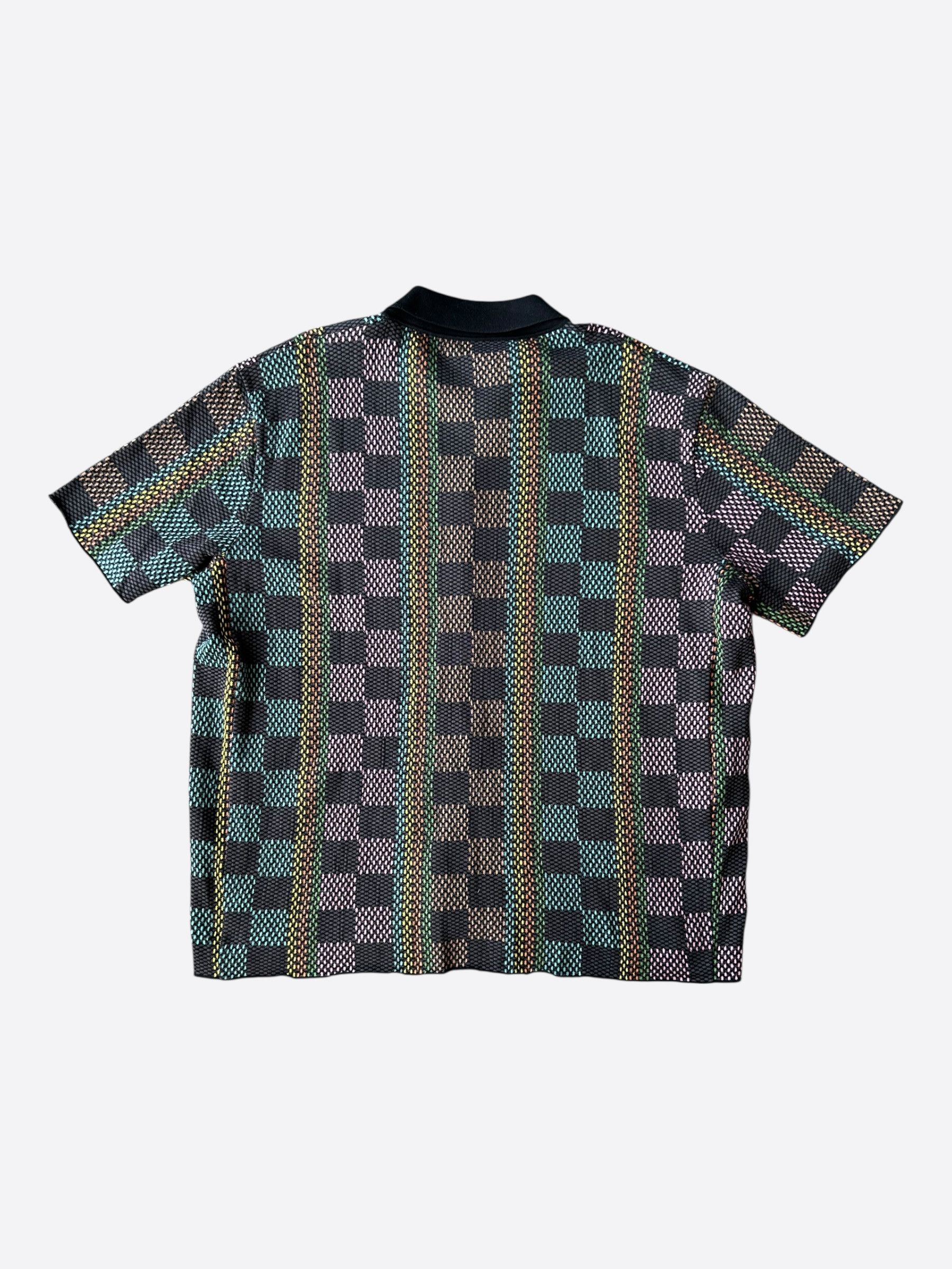 Louis Vuitton Louis Vuitton Black & Multicolor Damier Knit Button Up Shirt Size US XXL / EU 58 / 5 - 2 Thumbnail