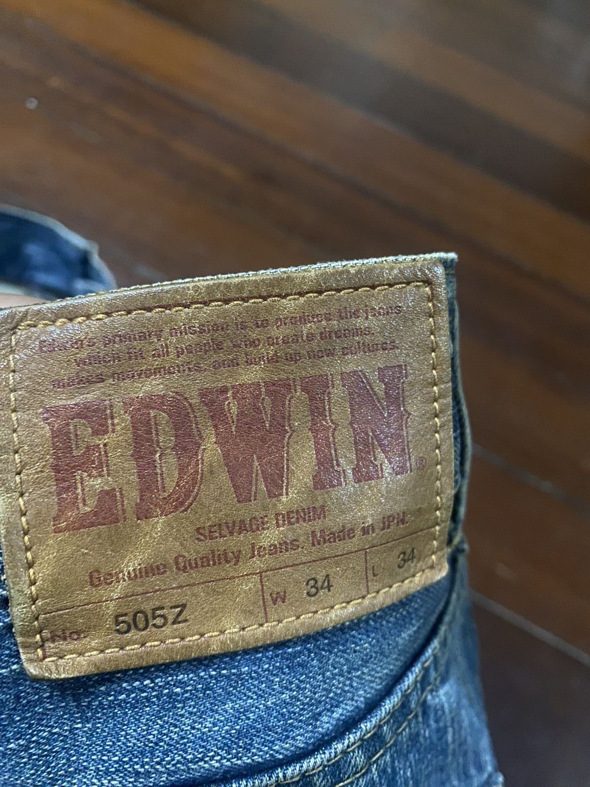 Edwin VINTAGE EDWIN 505z BAGGY SELVEDGE DENIM JEANS slubby faded Size US 37 - 19 Thumbnail