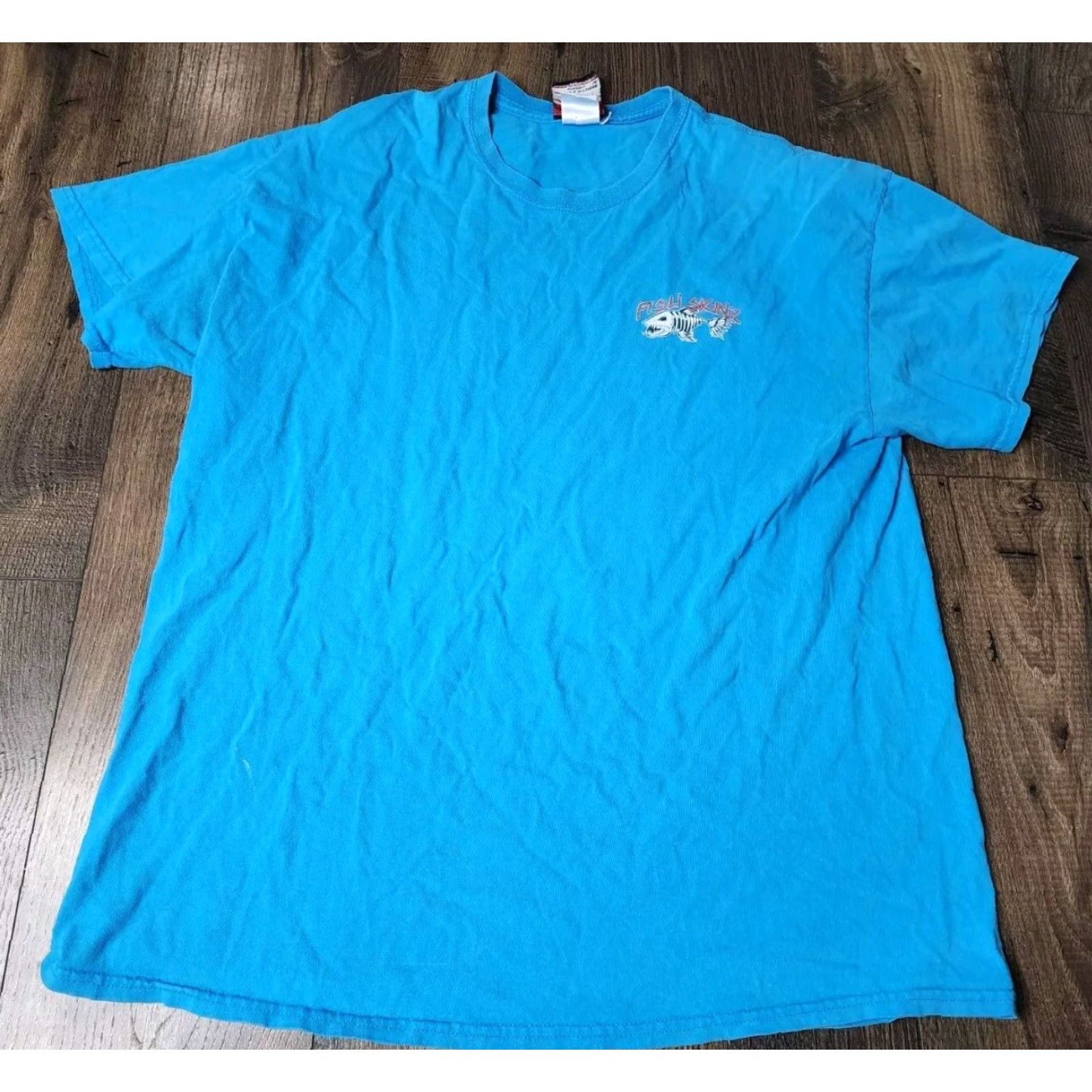 Skin VINTAGE Fish Skinz Zombie Fish Graphic T Shirt Mens XL Blue Distressed Size US XL / EU 56 / 4 - 2 Thumbnail