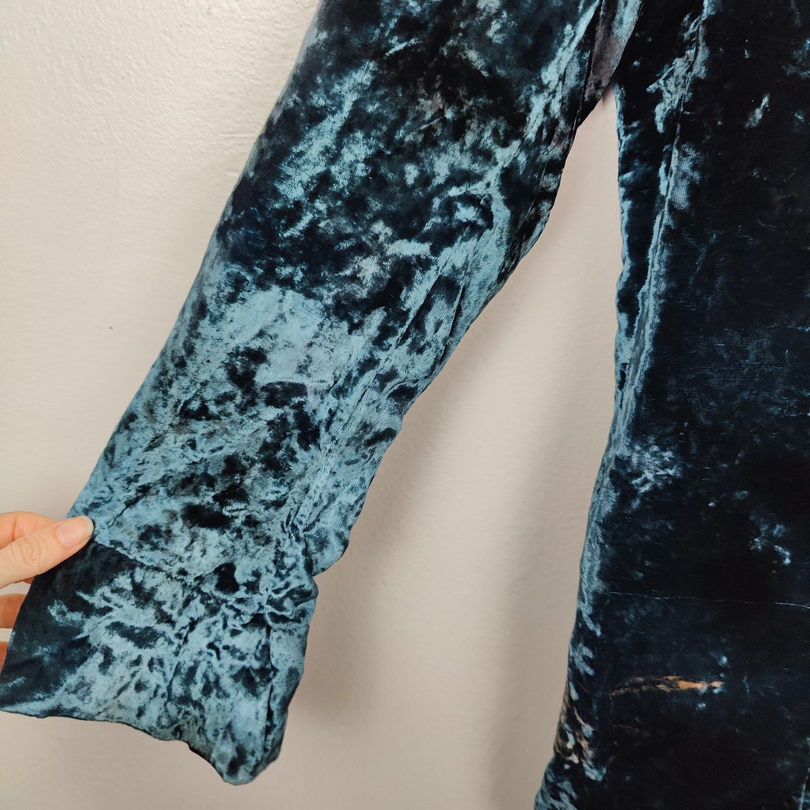 Other Vintage Tuscan Square Crushed Velvet Blazer Womens Small Size S / US 4 / IT 40 - 3 Thumbnail