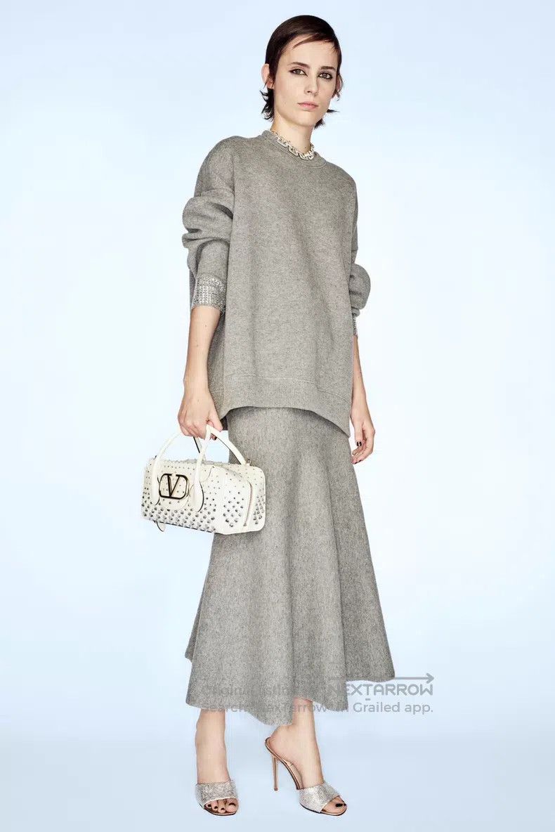 Valentino Valentino Logo embroidery Grey umbrella knit skirt Size S / US 4 / IT 40 - 9 Thumbnail