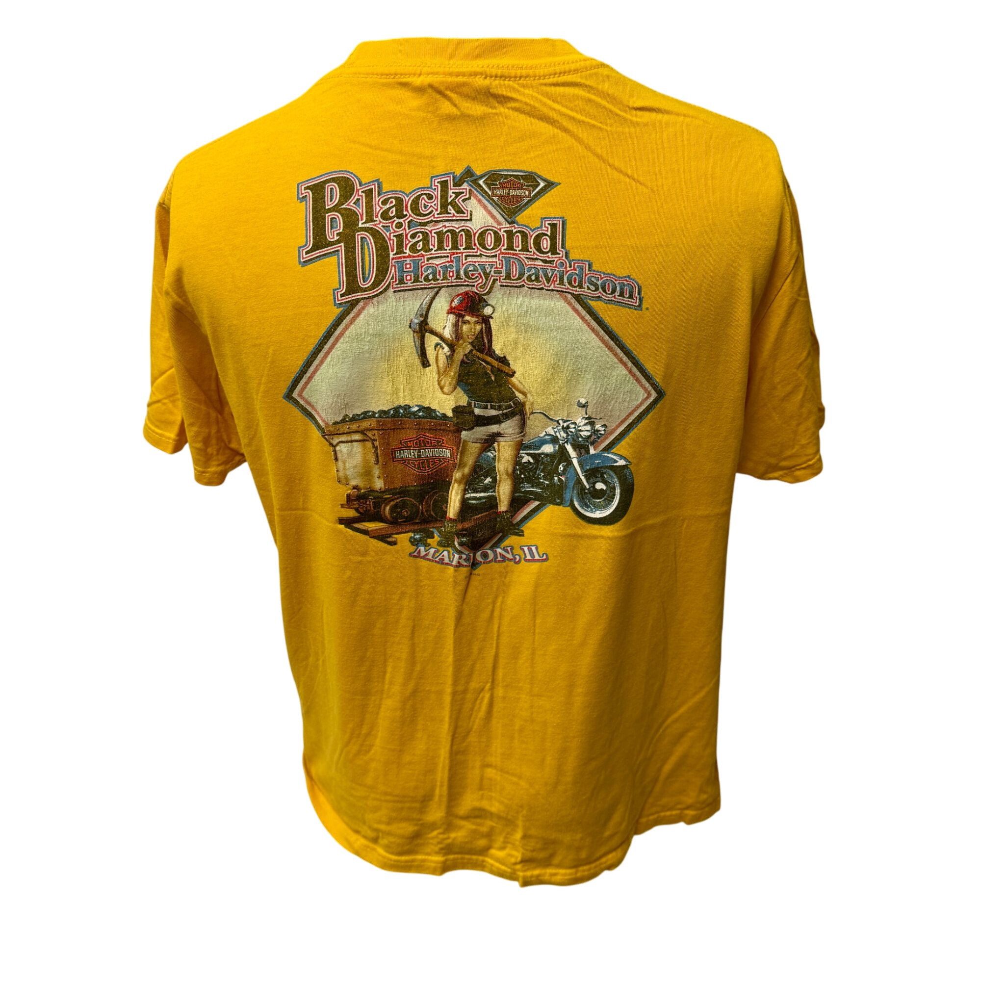 Harley Davidson H-D BLACK DIAMOND Marion IL Biker PINUP Coal Miner GIRL Tee Size US L / EU 52-54 / 3 - 3 Thumbnail