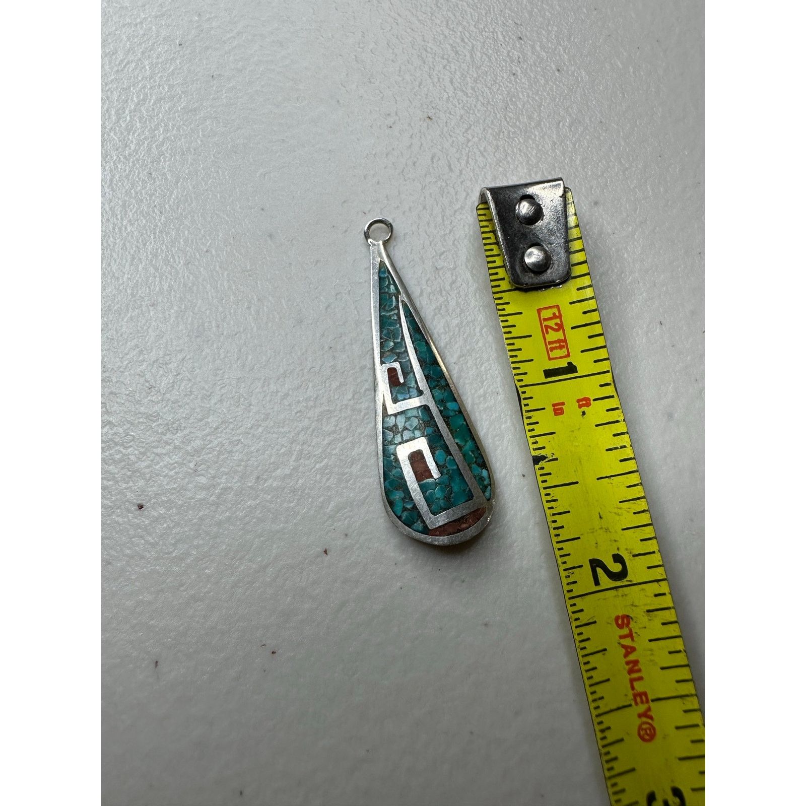 & Other Stories Vintage Sterling Silver Turquoise Coral Inlay Pendant Size ONE SIZE - 4 Thumbnail