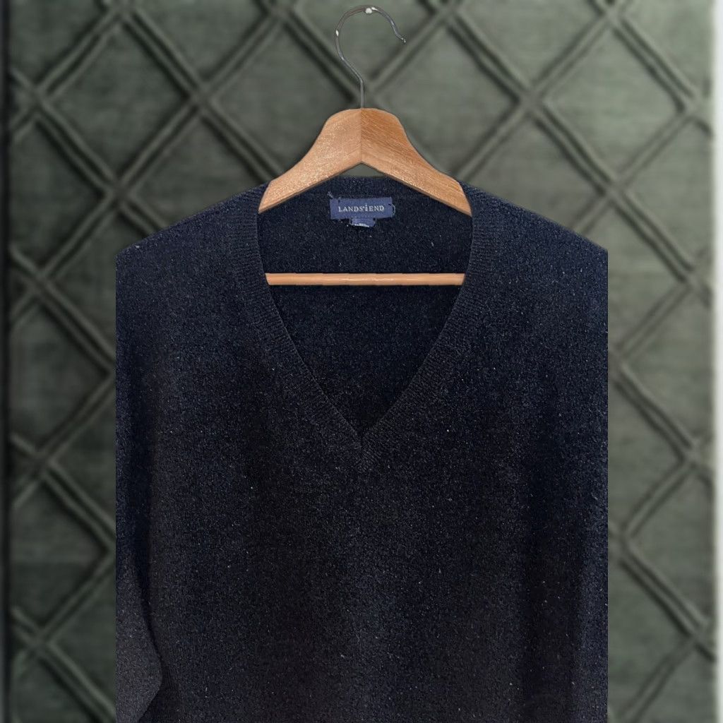 Lands' End Lands' End 100% Cashmere V-Neck Sweater Black 2XL Tall Mens Pullover Long Sleeve Size US XXL / EU 58 / 5 - 1 Thumbnail