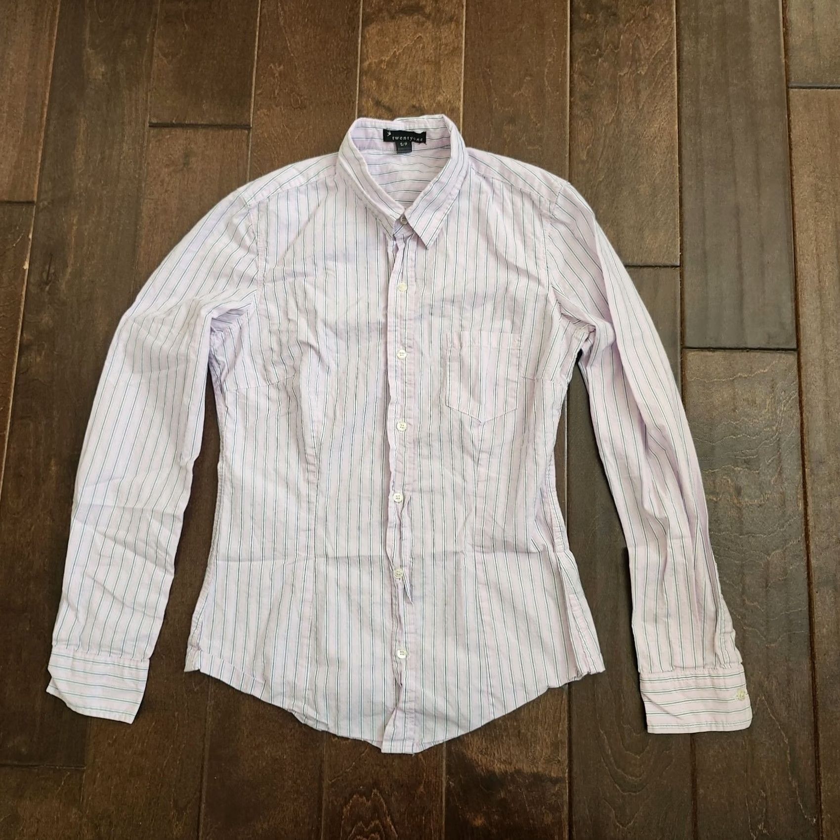Forever 21 Forever21 Striped Button-Up Dress Shirt S/P Womens Shirt Long Sleeve Multicolor Casual Travel Business Party/Cocktail Spring Fall Winter Mens Girls Size S / US 4 / IT 40 - 2 Thumbnail